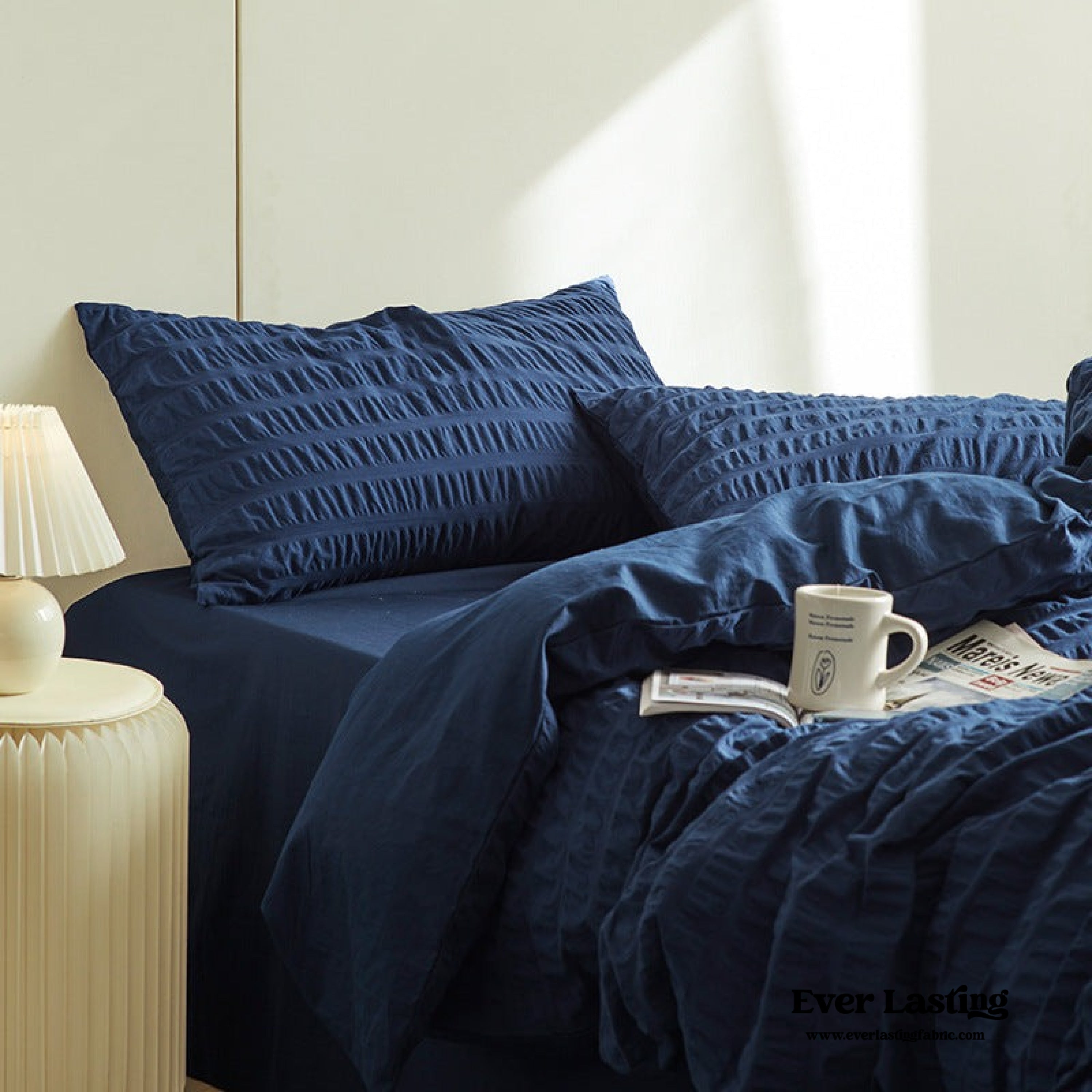 Minimal Bubble Textured Bedding Set - Blue