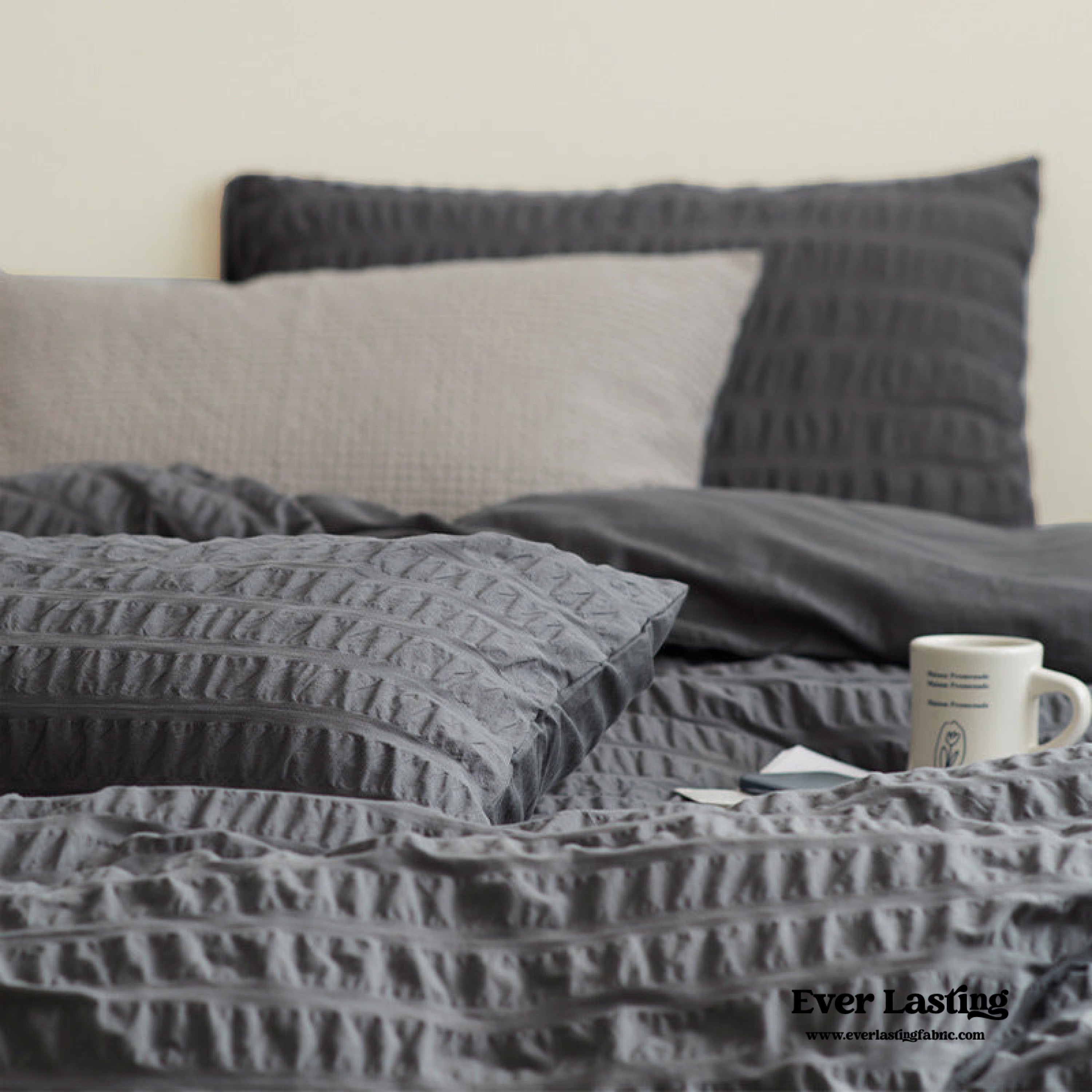 Minimal Bubble Textured Bedding Set - Blue