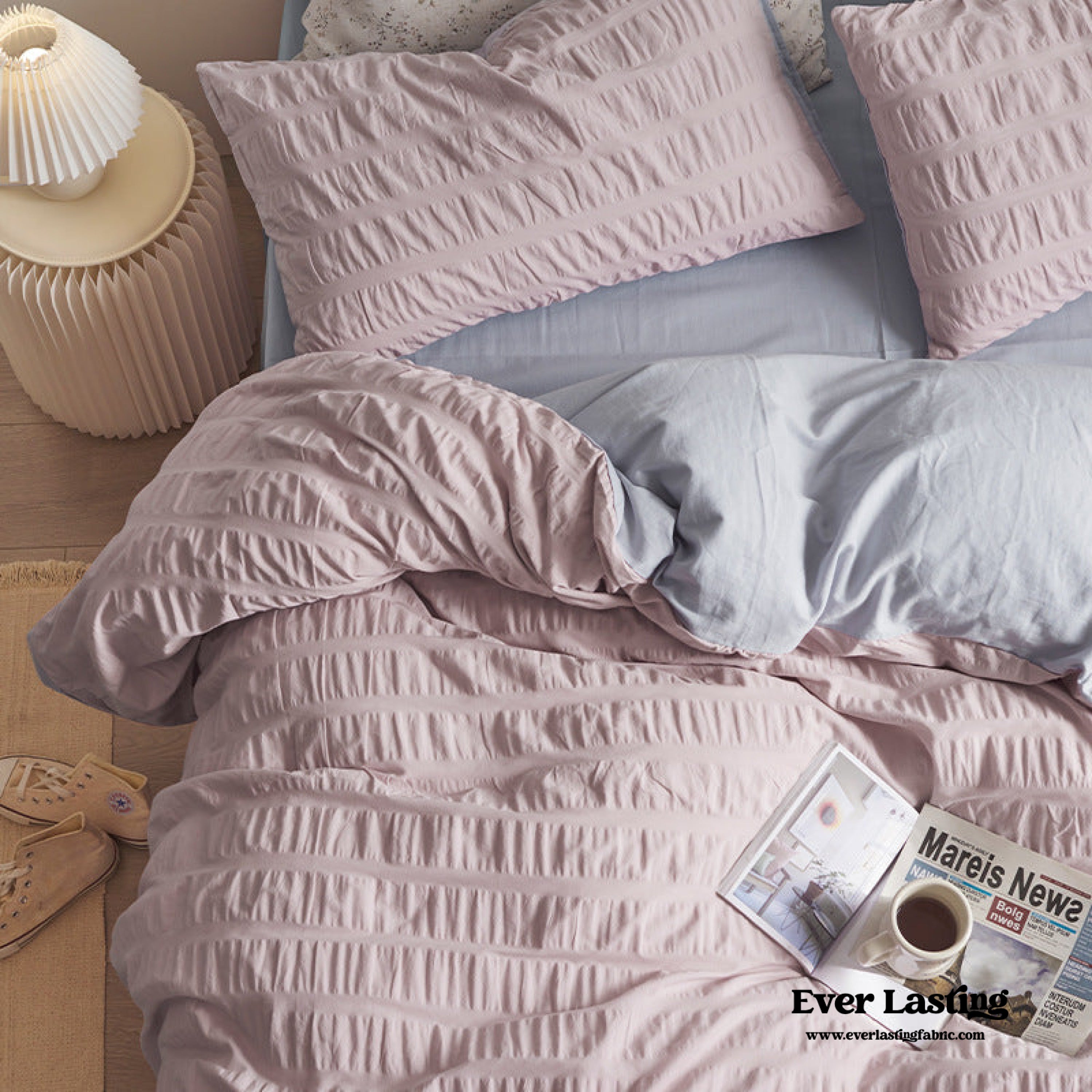 Minimal Bubble Textured Bedding Set - Blue
