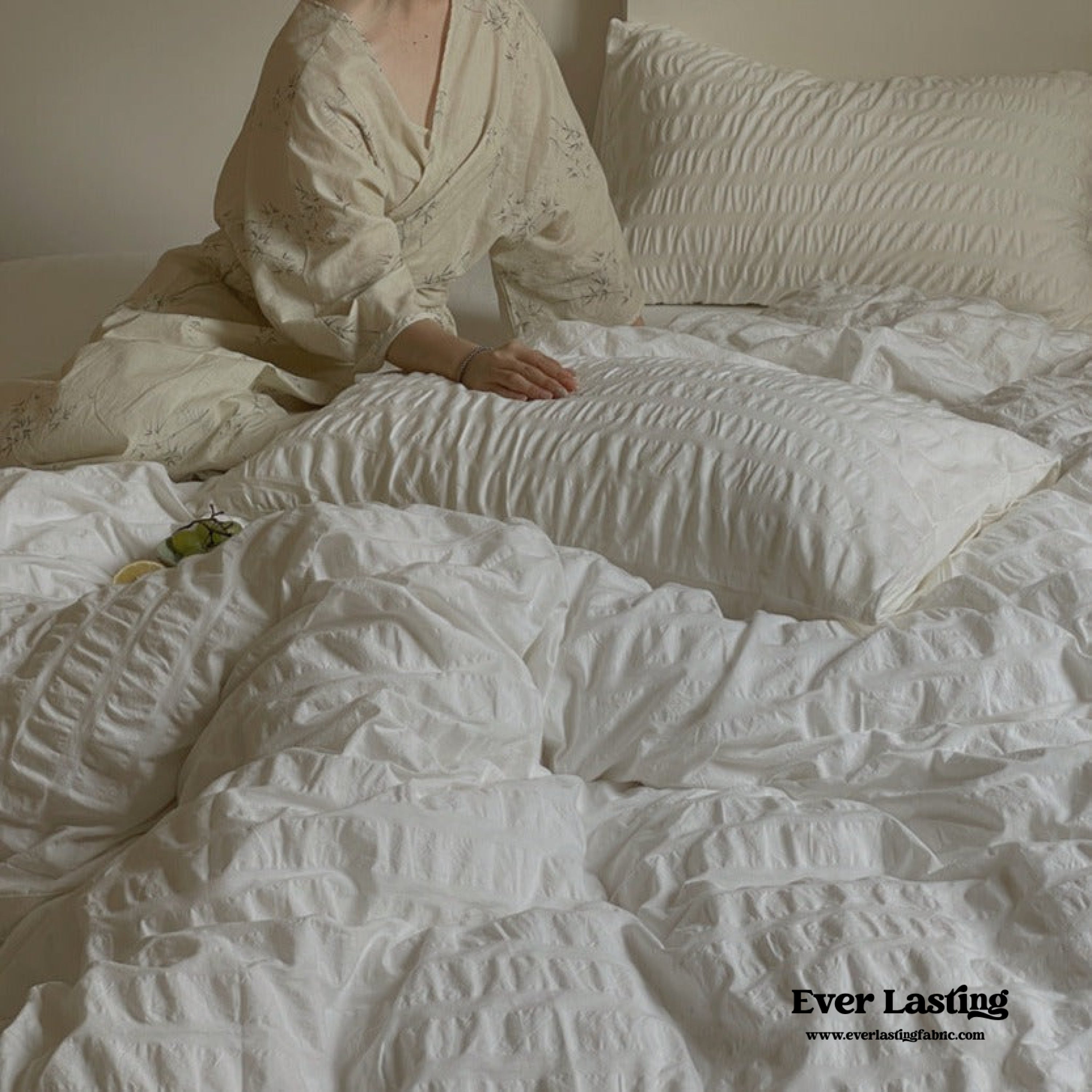 Minimal Bubble Textured Bedding Set - Blue