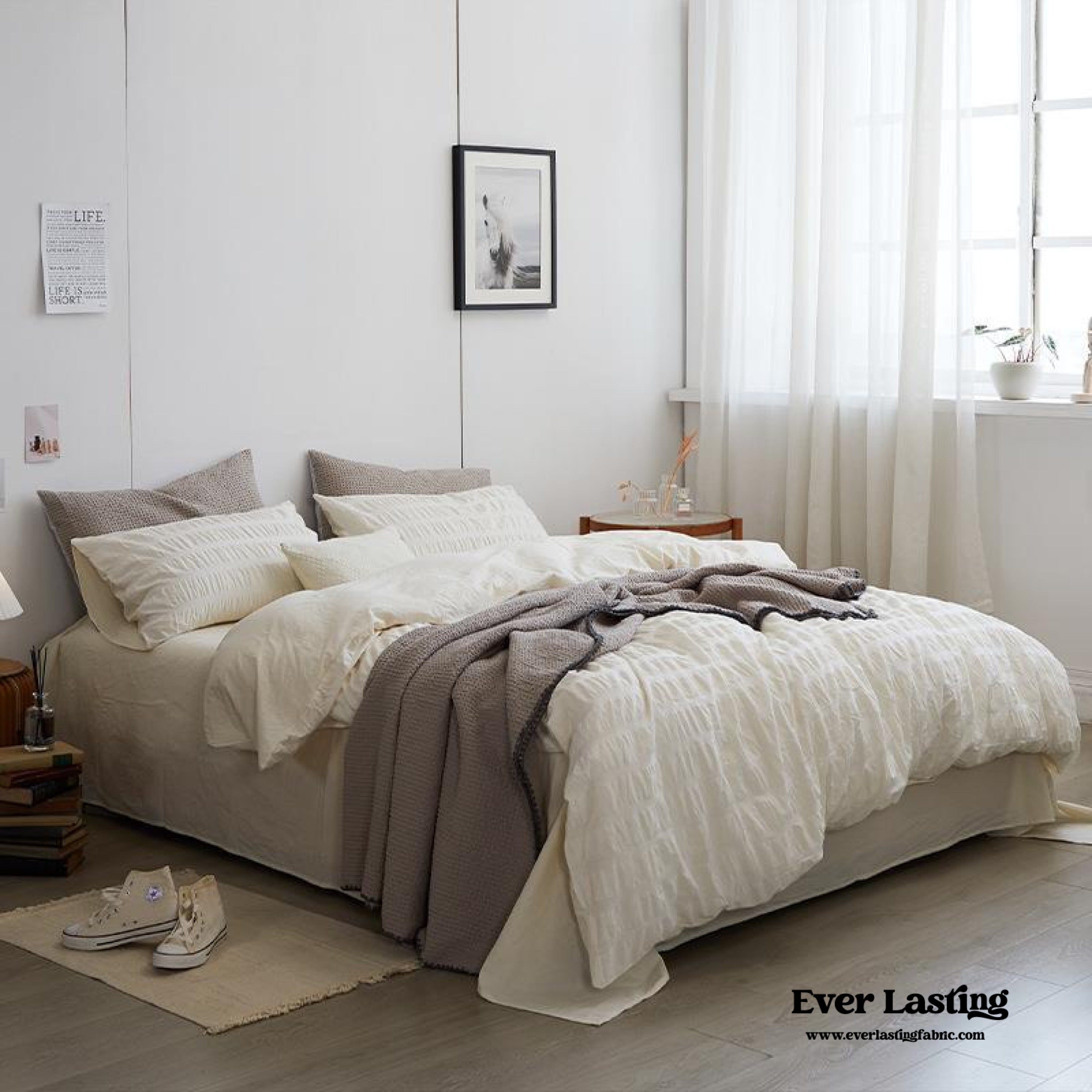 Minimal Bubble Textured Bedding Set - Blue