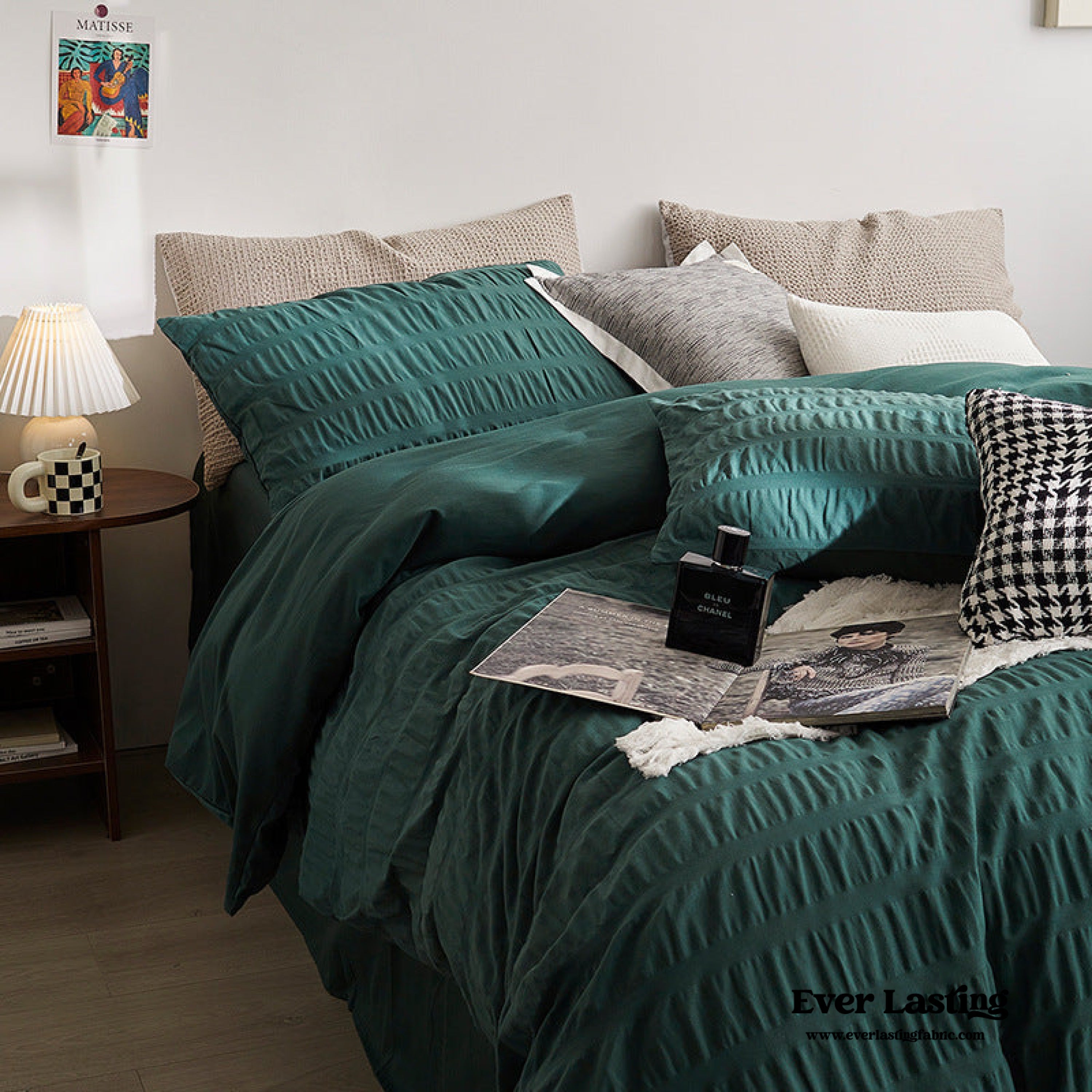 Minimal Bubble Textured Bedding Set - Blue