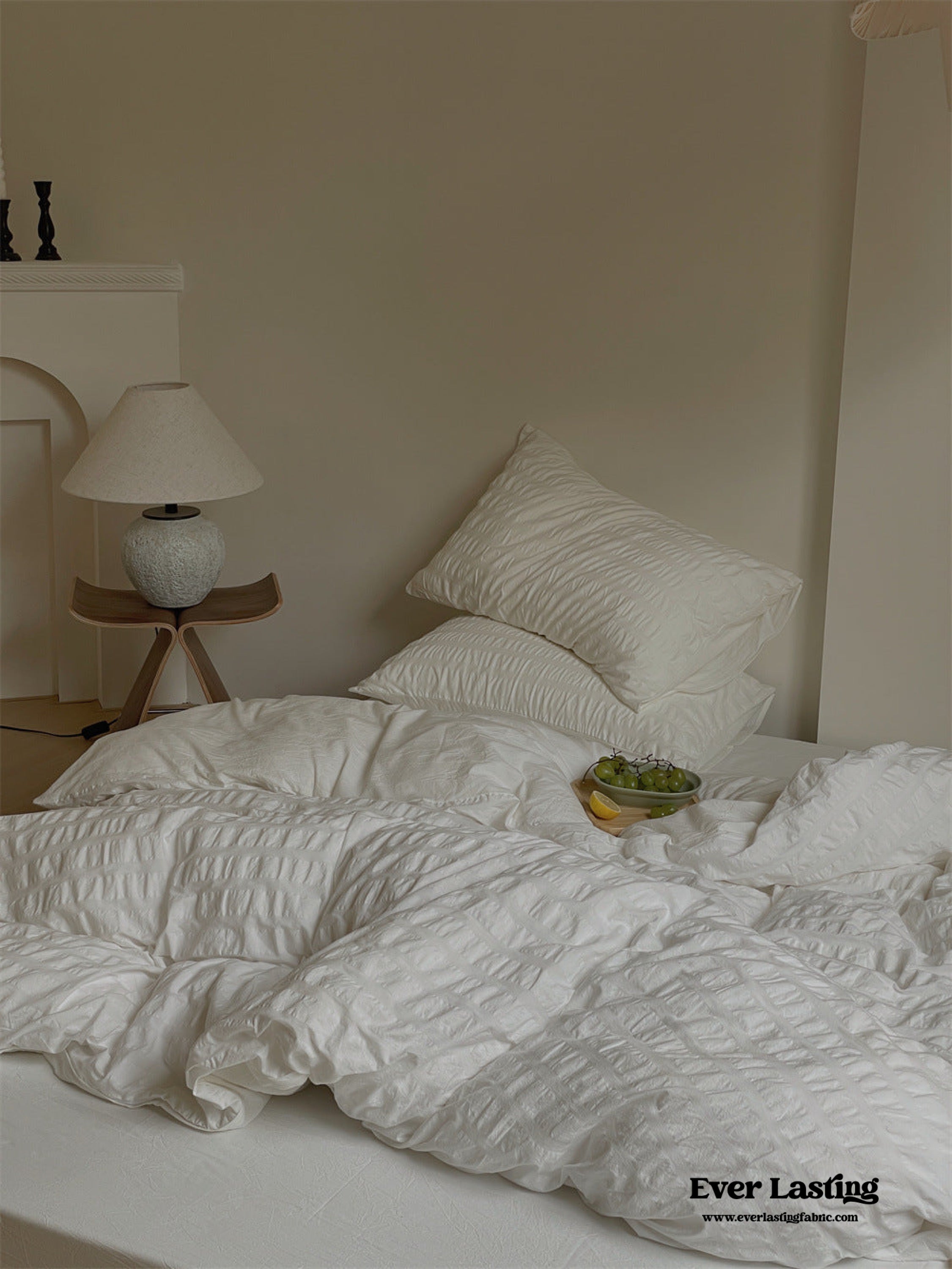Minimal Bubble Textured Bedding Set - Blue