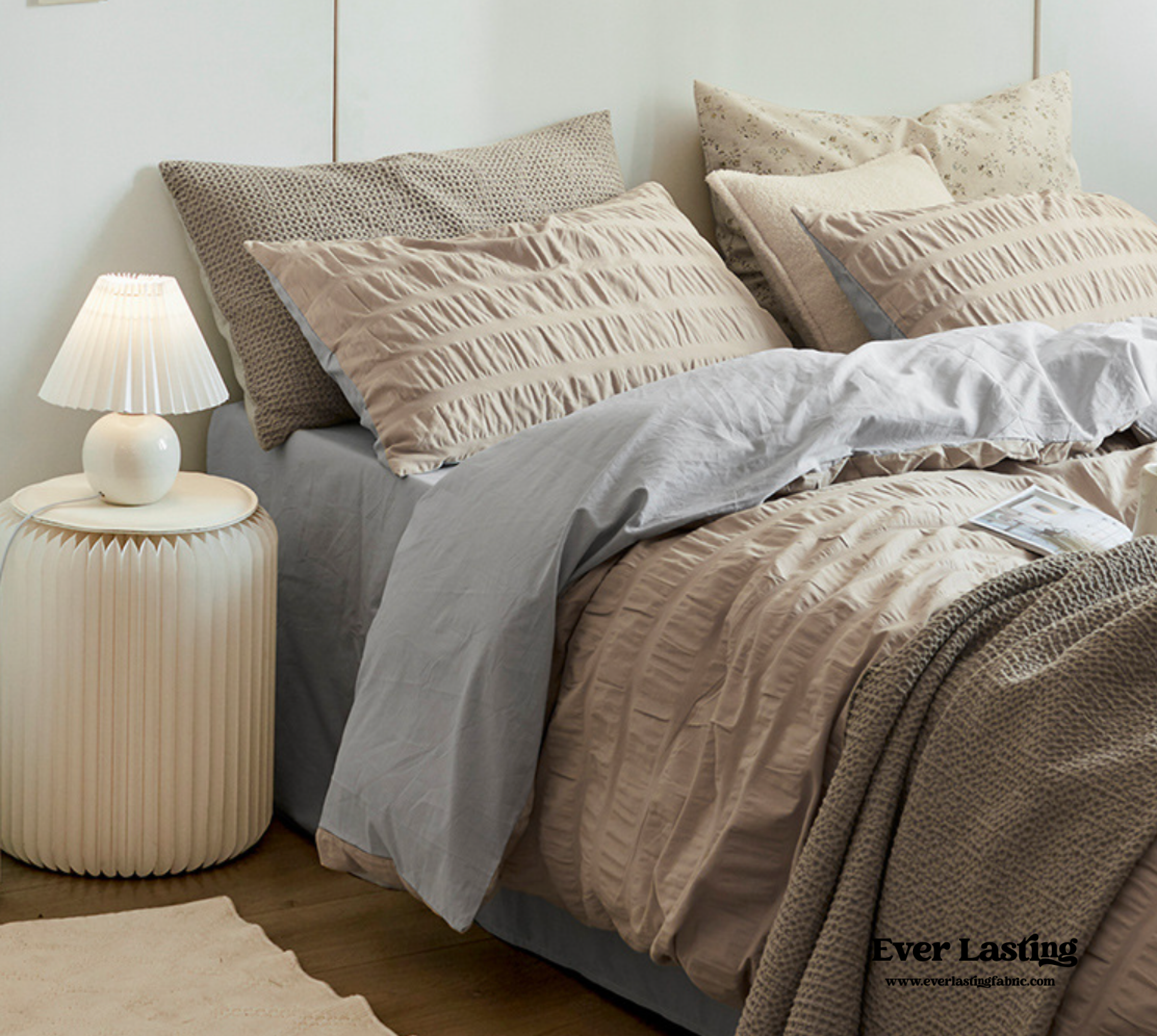 Minimal Bubble Textured Bedding Set - Blue