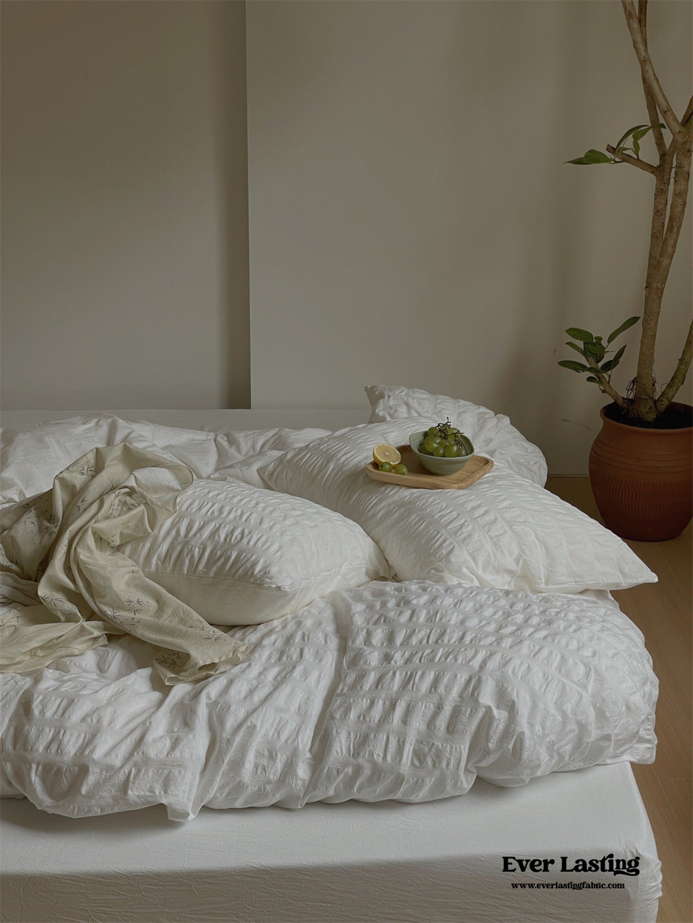 Minimal Bubble Textured Bedding Set - Blue