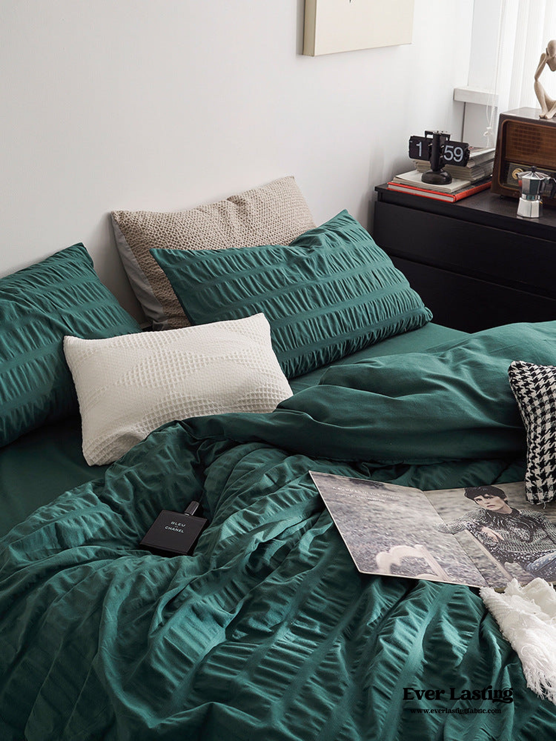 Minimal Bubble Textured Bedding Set - Blue