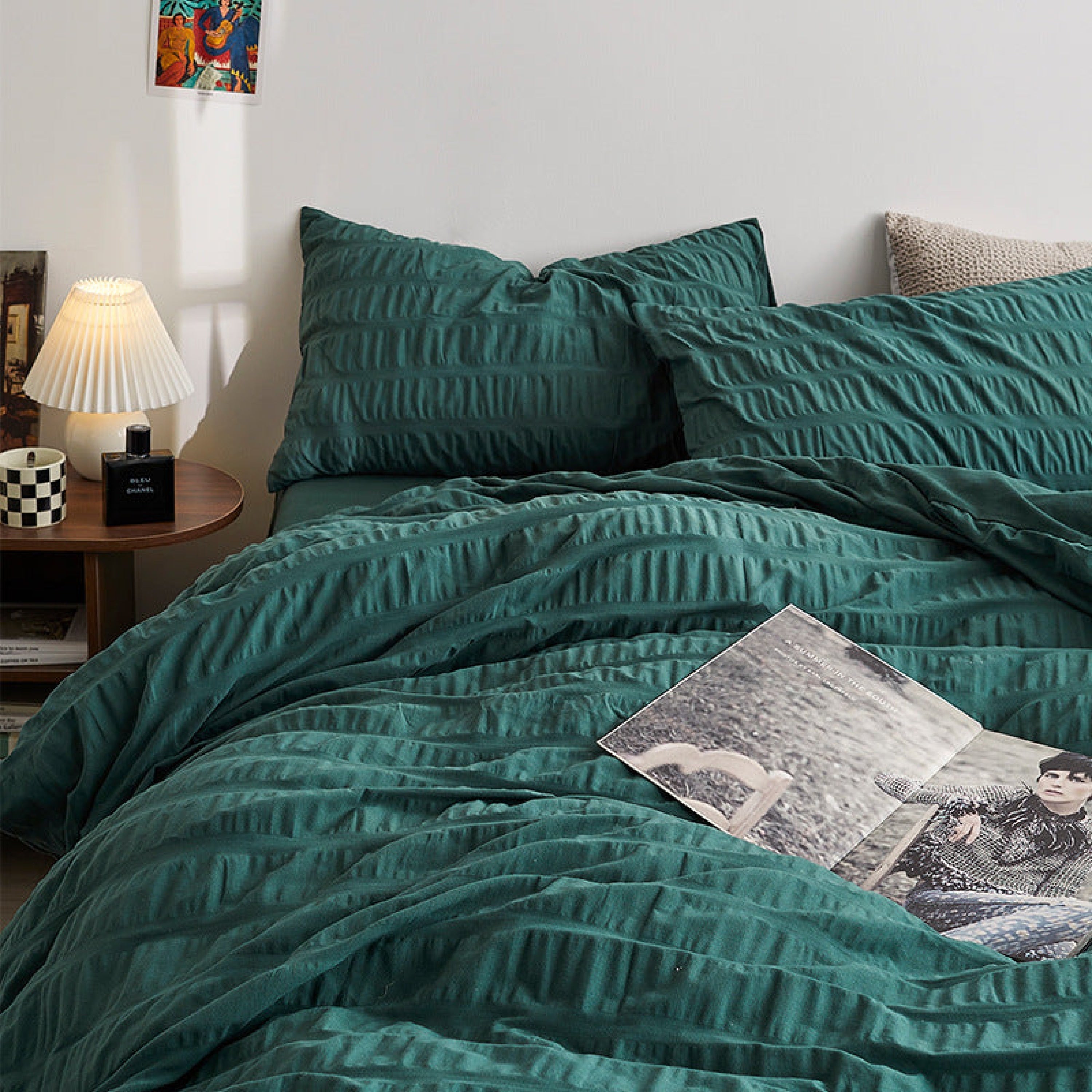 Minimal Bubble Textured Bedding Set - Blue