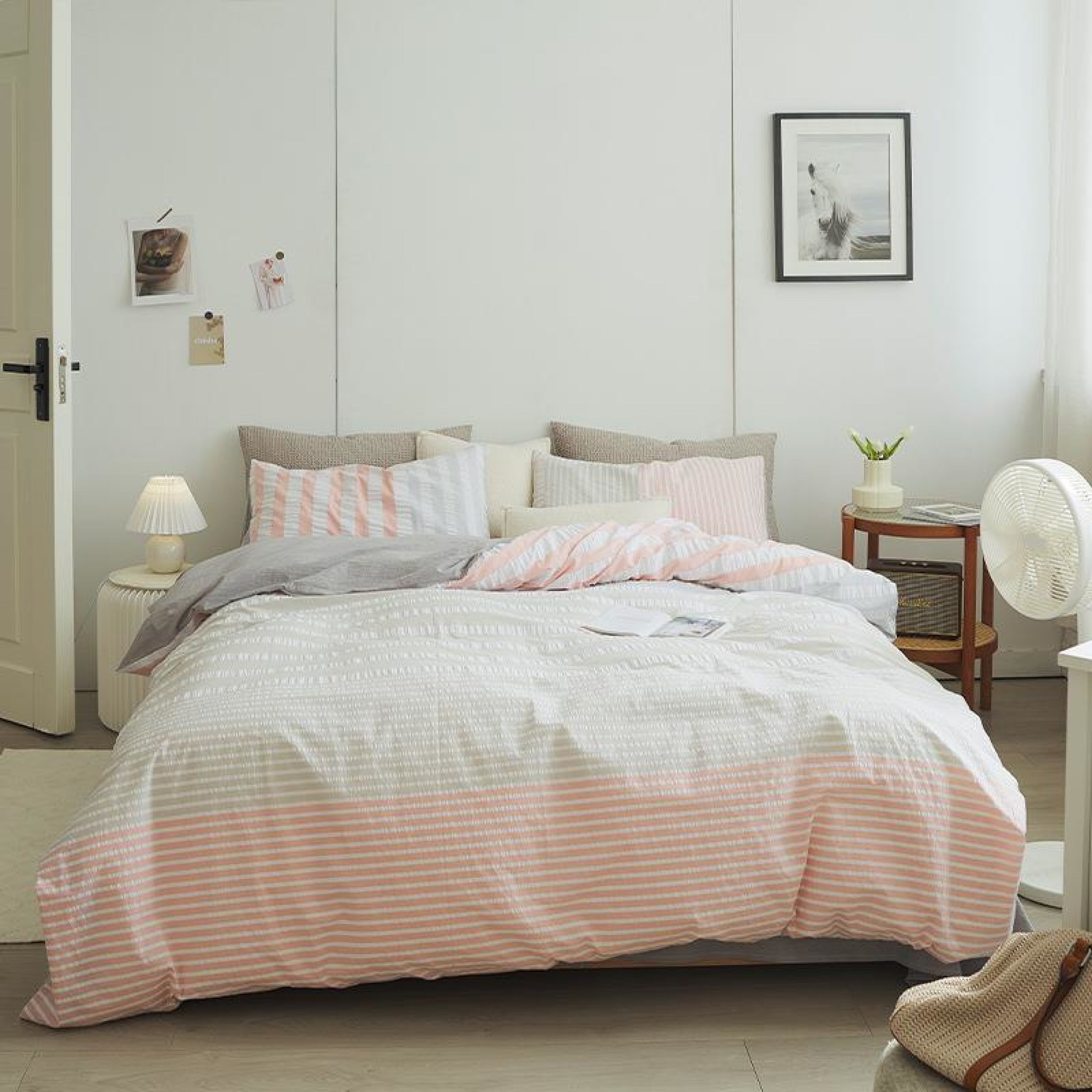 Minimal Bubble Textured Bedding Set - Blue