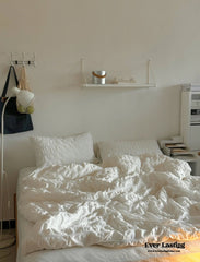 Minimal Bubble Textured Bedding Set - White