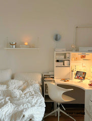 Minimal Bubble Textured Bedding Set - White