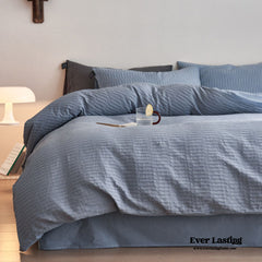 Minimal Jacquard Bedding Set - Blue