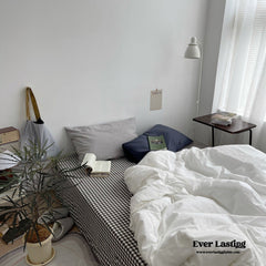 Minimal Mixed Gingham Bedding Set - White