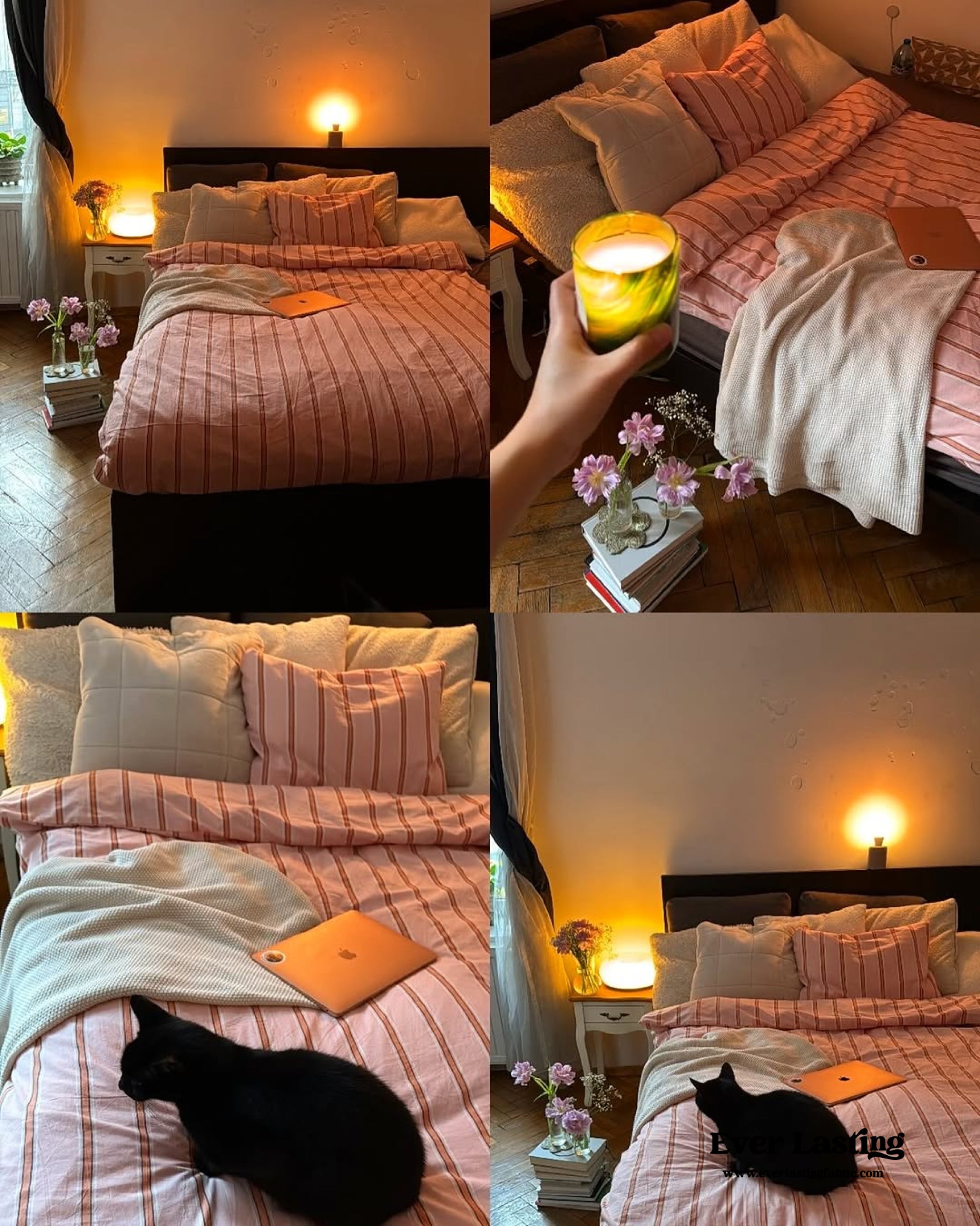 Minimal Stripe Bedding Set - Pink