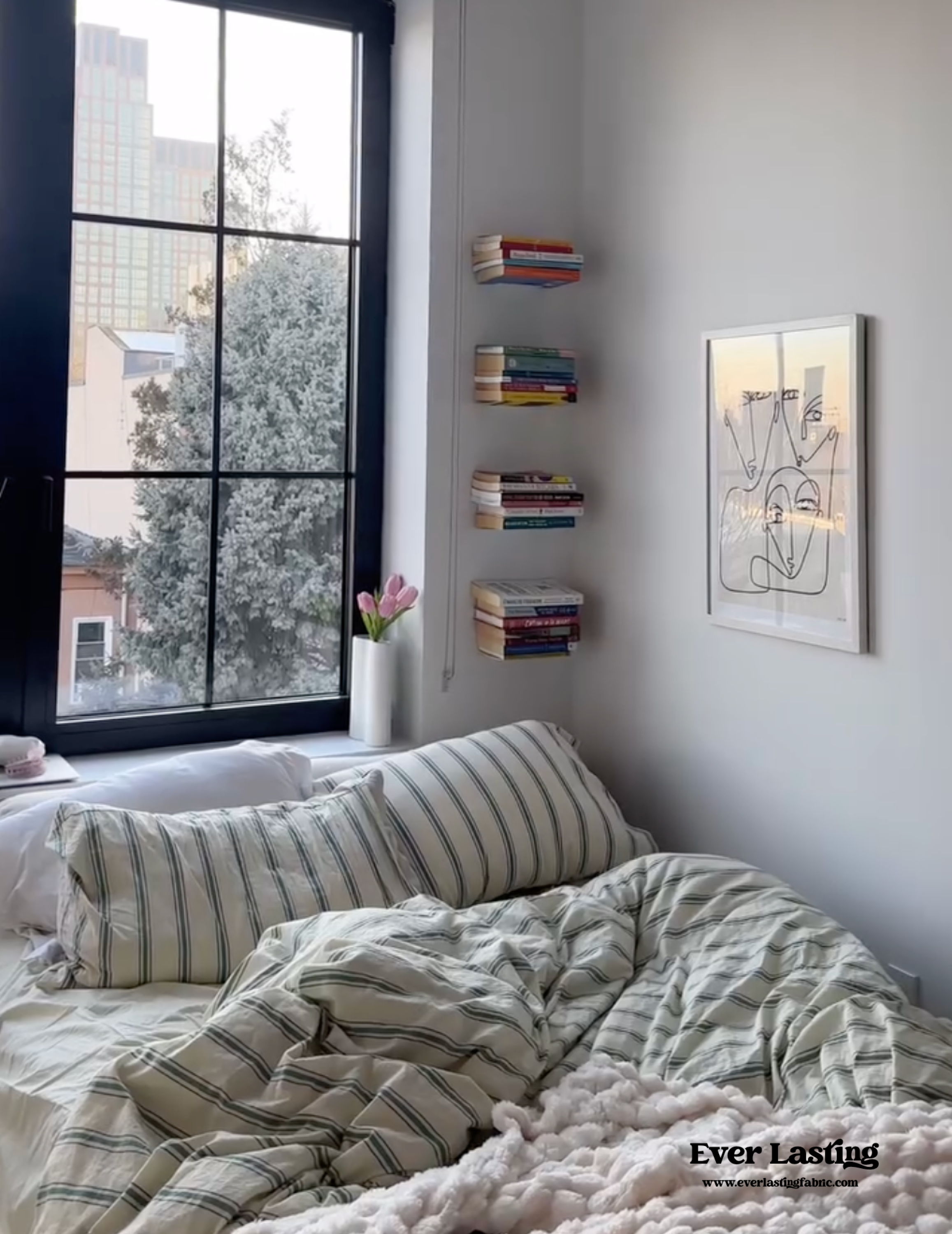 Minimal Stripe Bedding Set - Pink