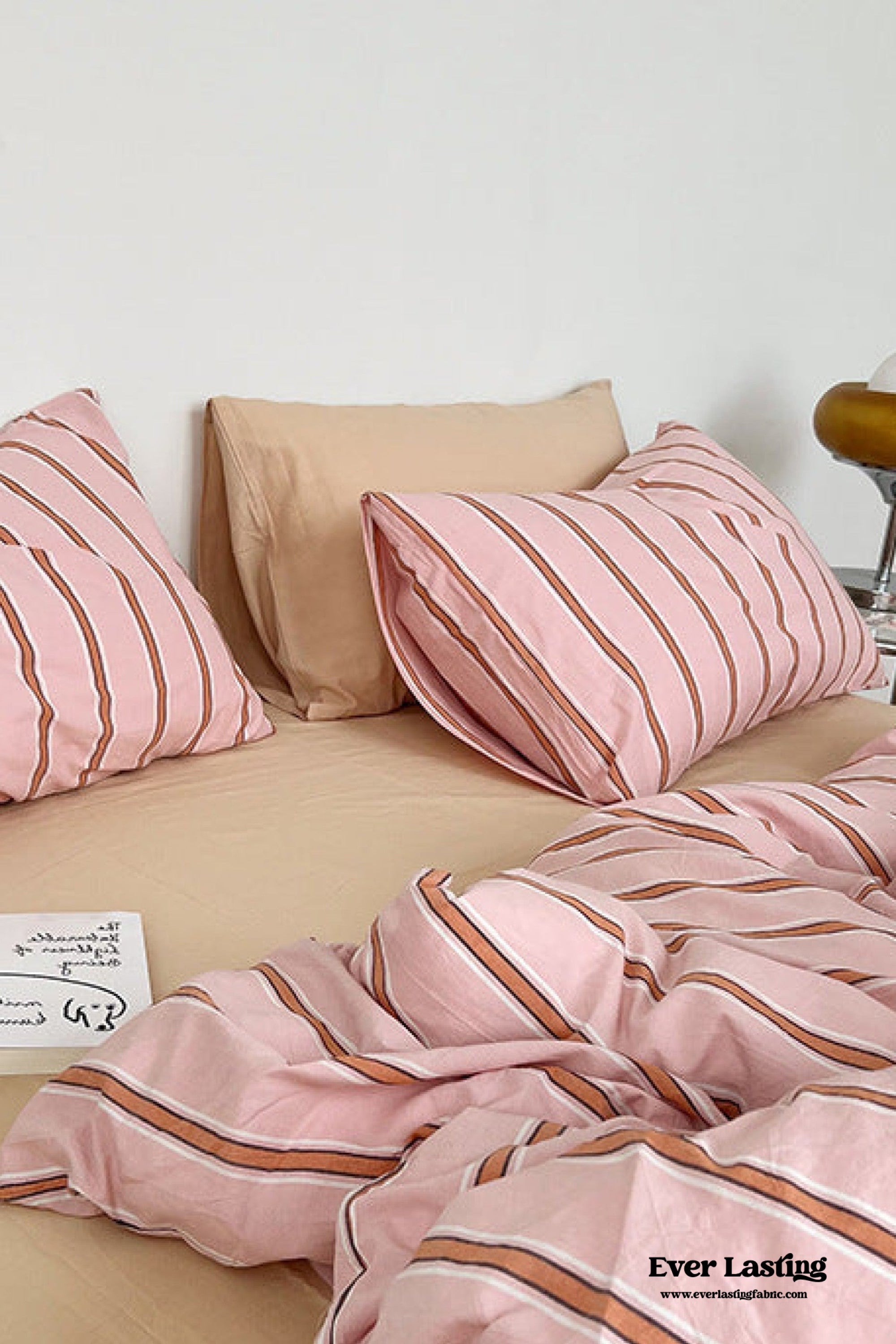 Minimal Stripe Bedding Set - Pink
