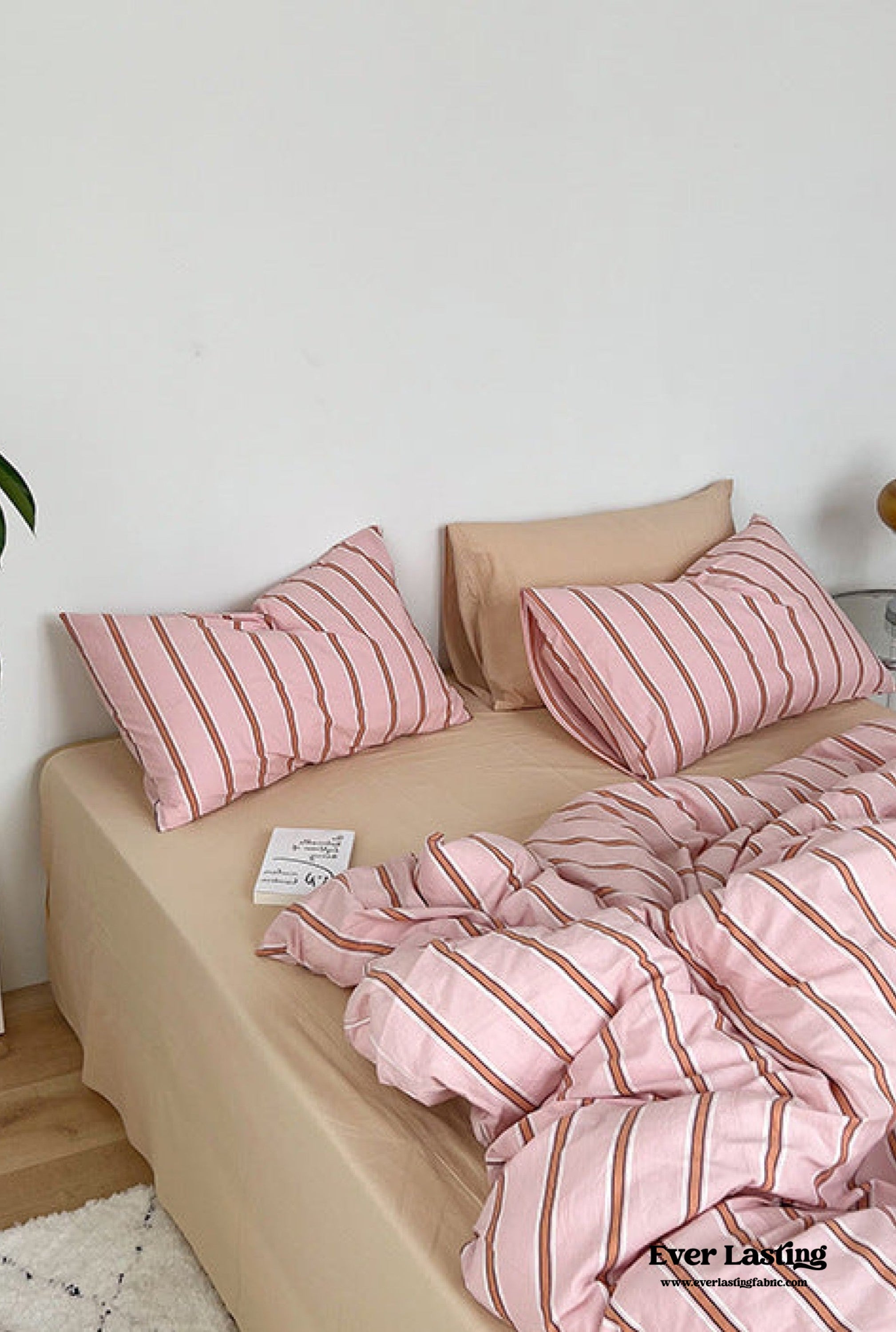 Minimal Stripe Bedding Set - Pink