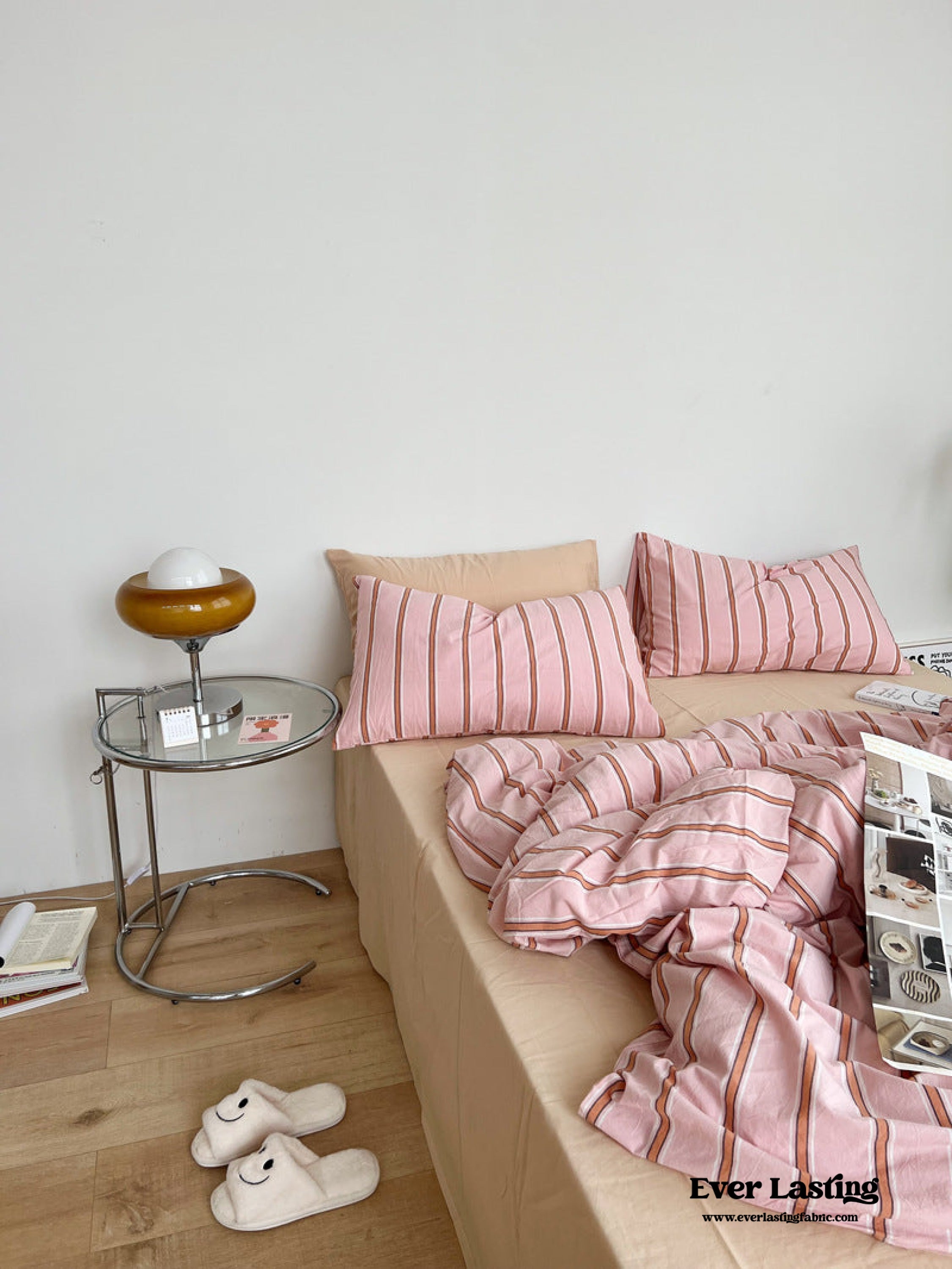 Minimal Stripe Bedding Set - Pink