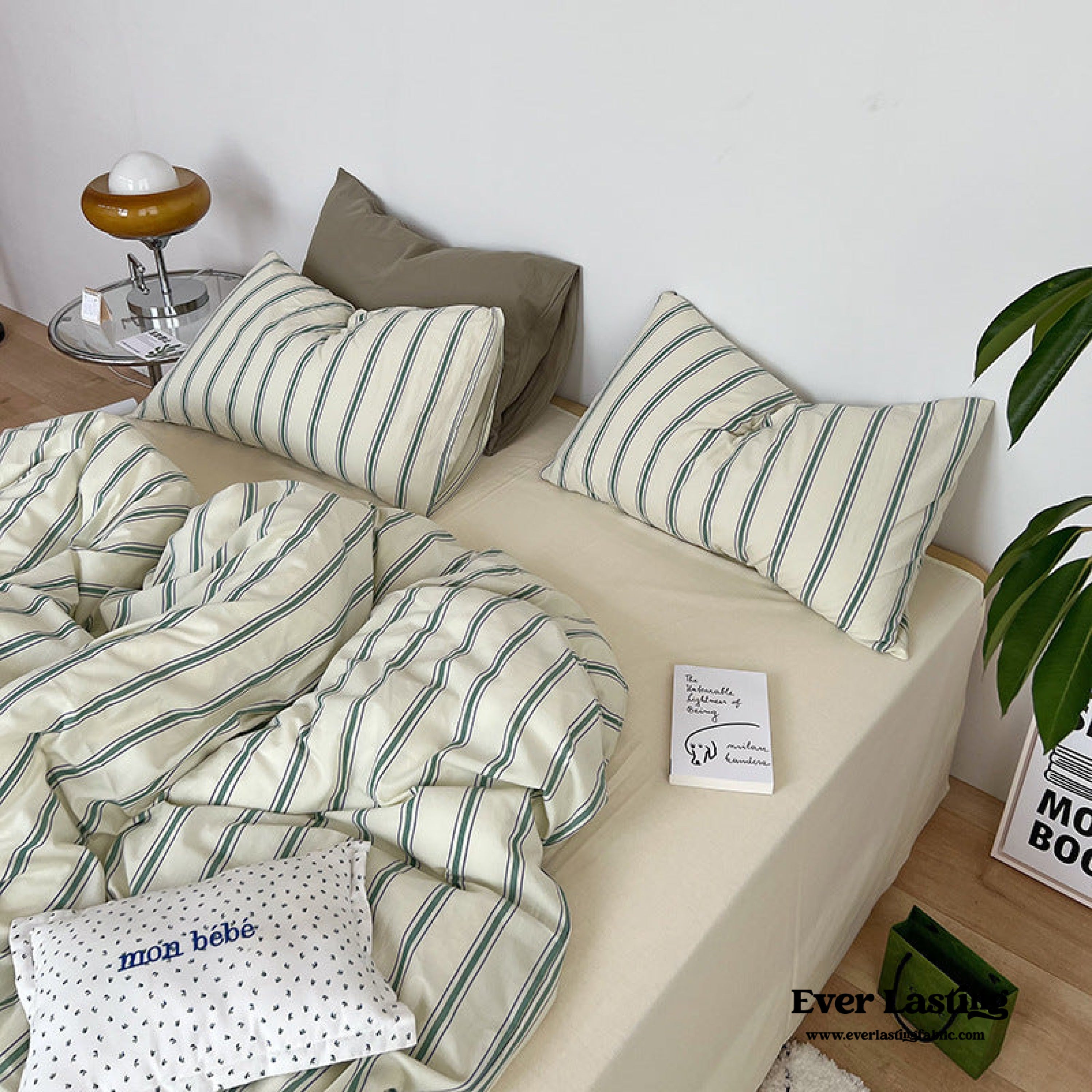 Minimal Stripe Bedding Set - Pink