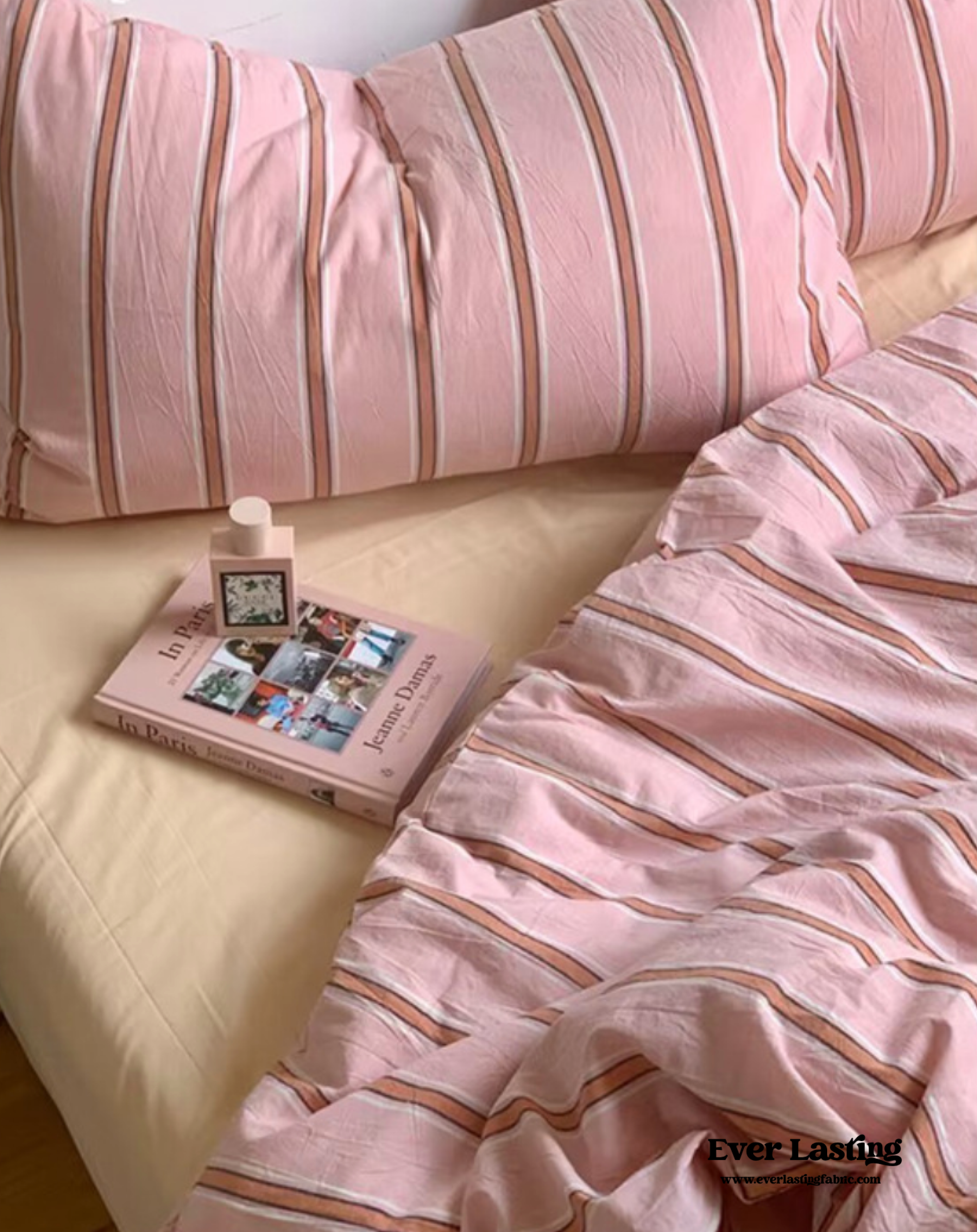 Minimal Stripe Bedding Set - Pink