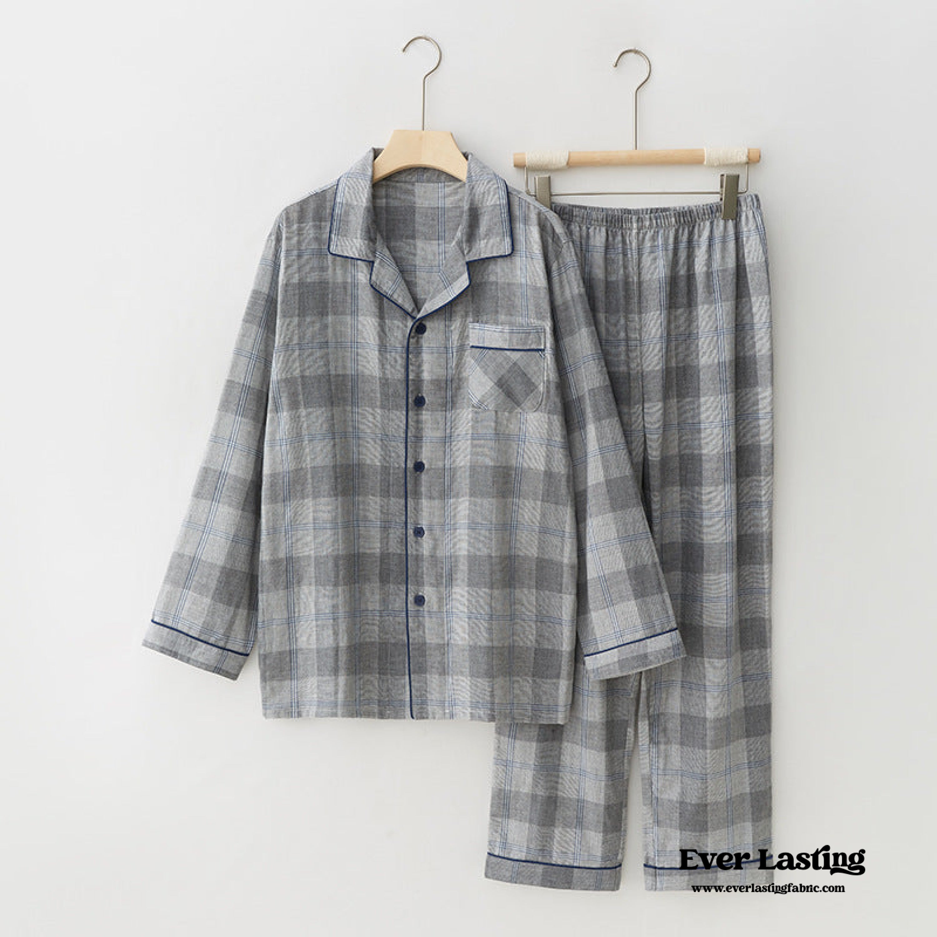 Minimalist Plaid Breathable Couple Pajama Set - Pink
