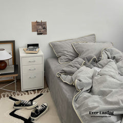 Minimalist Solid Velvet Neutral Bedding Set - Gray