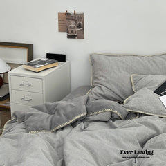 Minimalist Solid Velvet Neutral Bedding Set - Gray