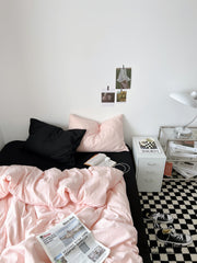 Mixed Color Bedding Set - Pastel Pink + Black