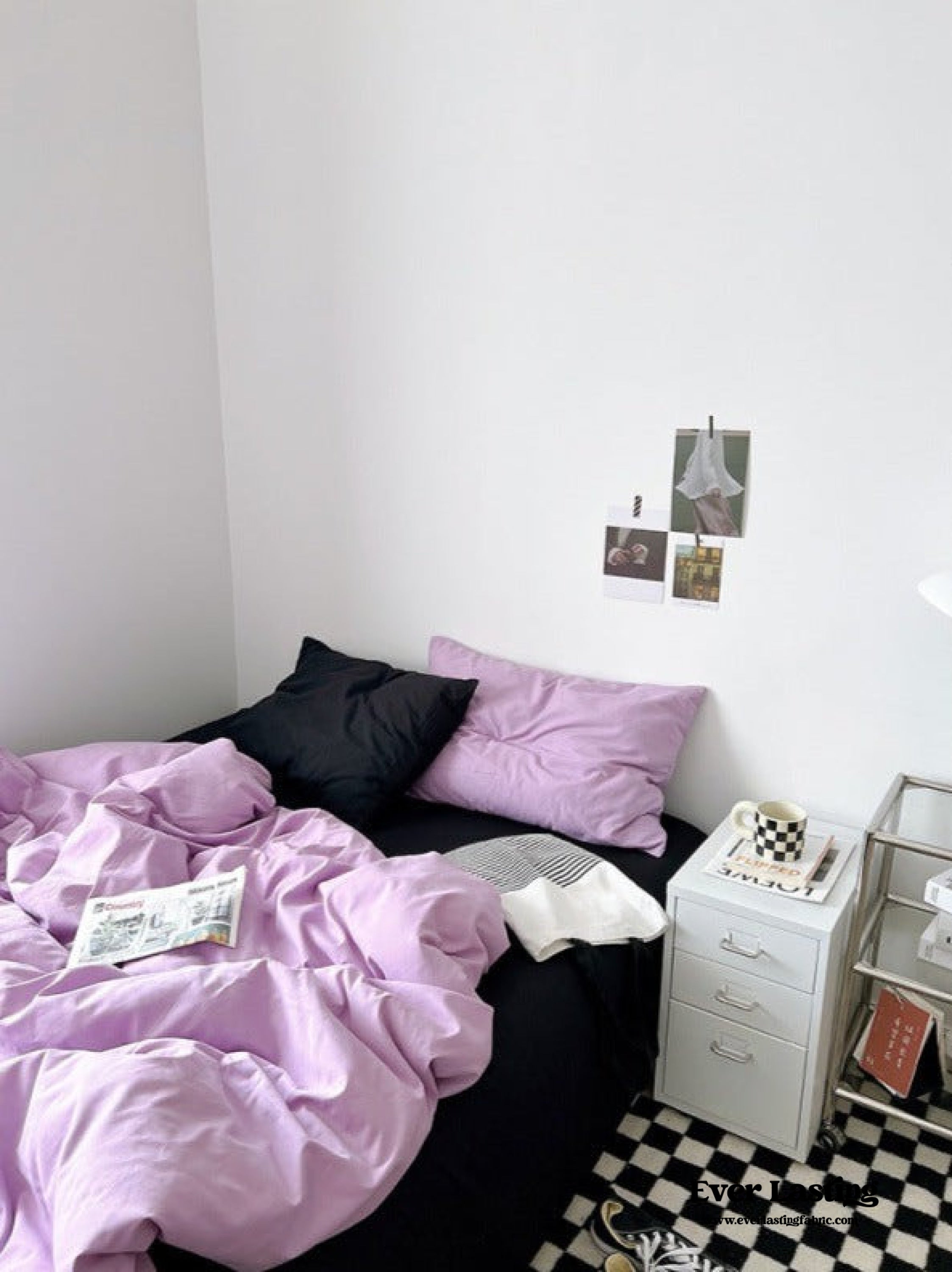 Mixed Color Bedding Set - Pastel Pink + Black