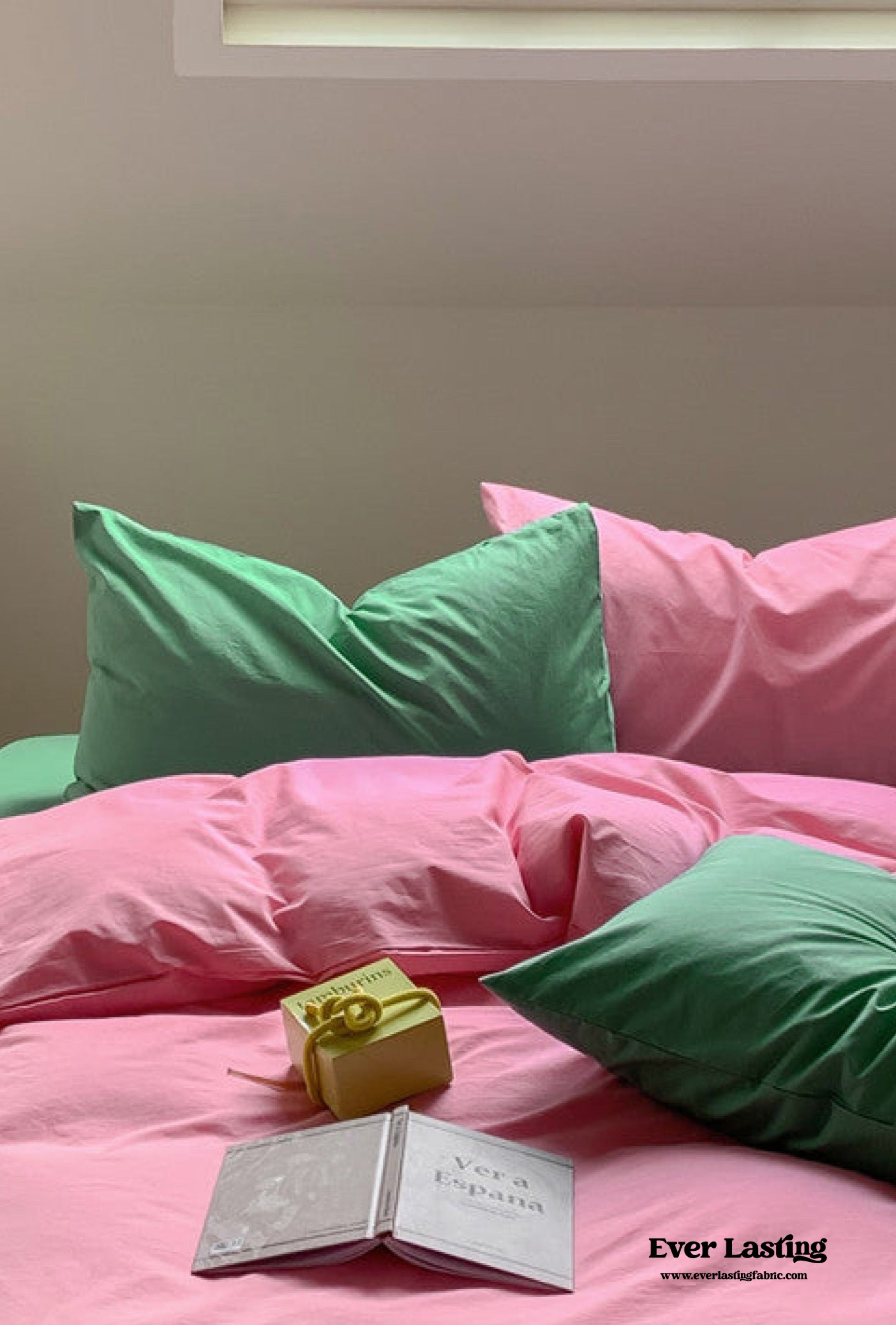 Mixed Color Maximalist Bedding Set - Green + Pink