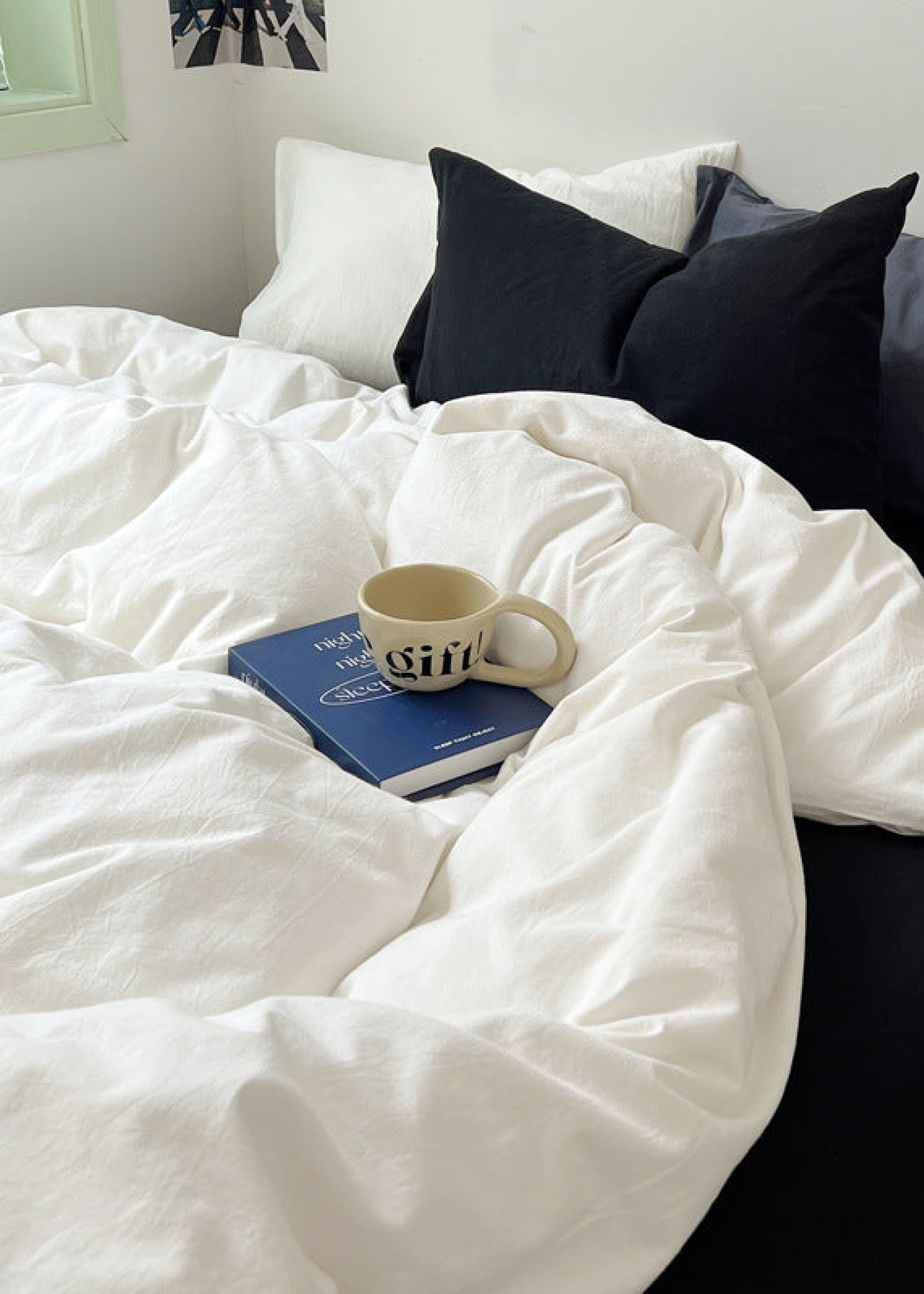 Mixed Color Ocean Crush Washed Cotton Bedding Set - Blue + Black