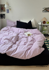 Mixed Color Ocean Crush Washed Cotton Bedding Set - Purple + Black