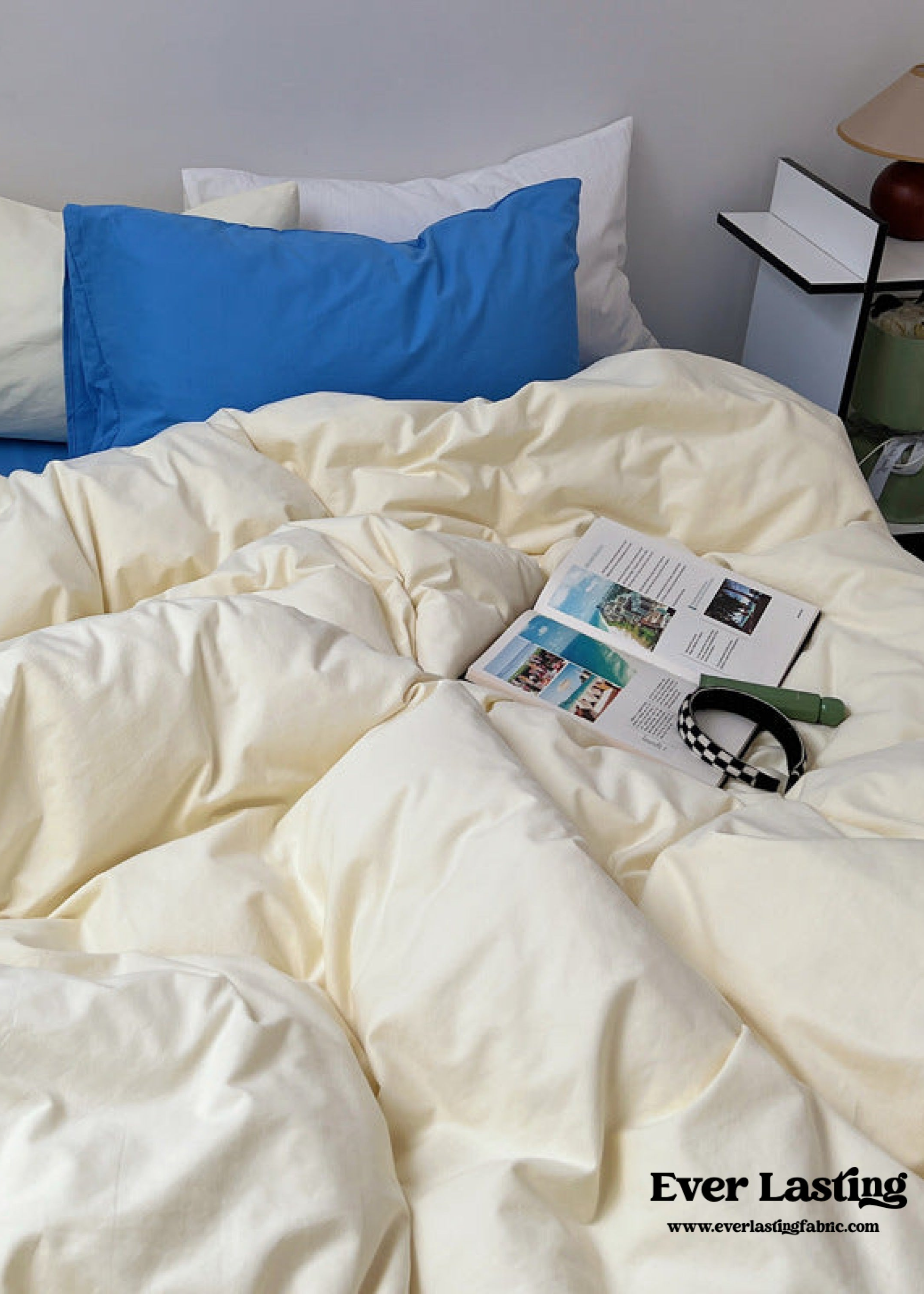 Mixed Color Ocean Crush Washed Cotton Bedding Set - Blue + Black