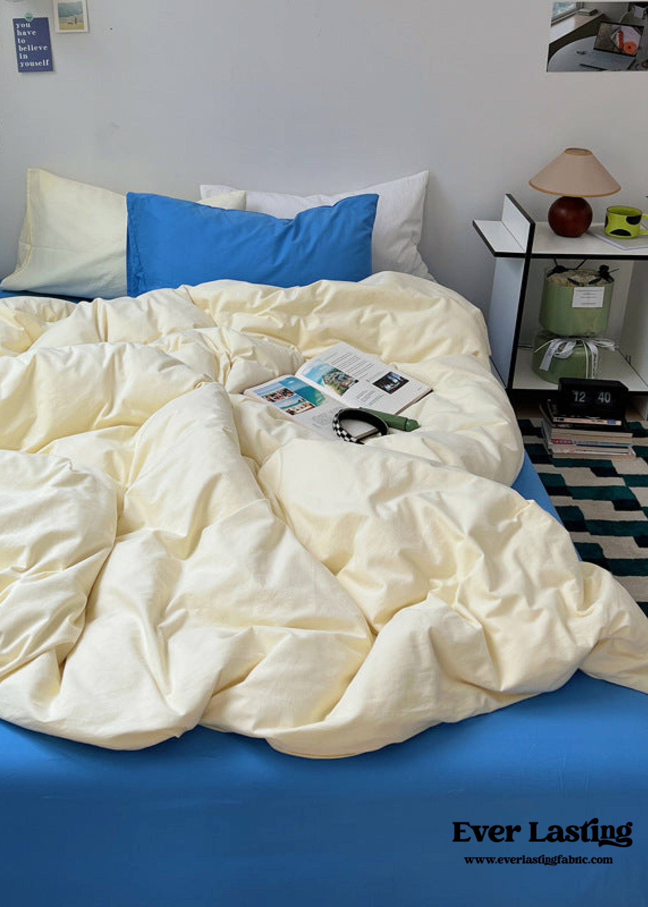 Mixed Color Ocean Crush Washed Cotton Bedding Set - Blue + Black