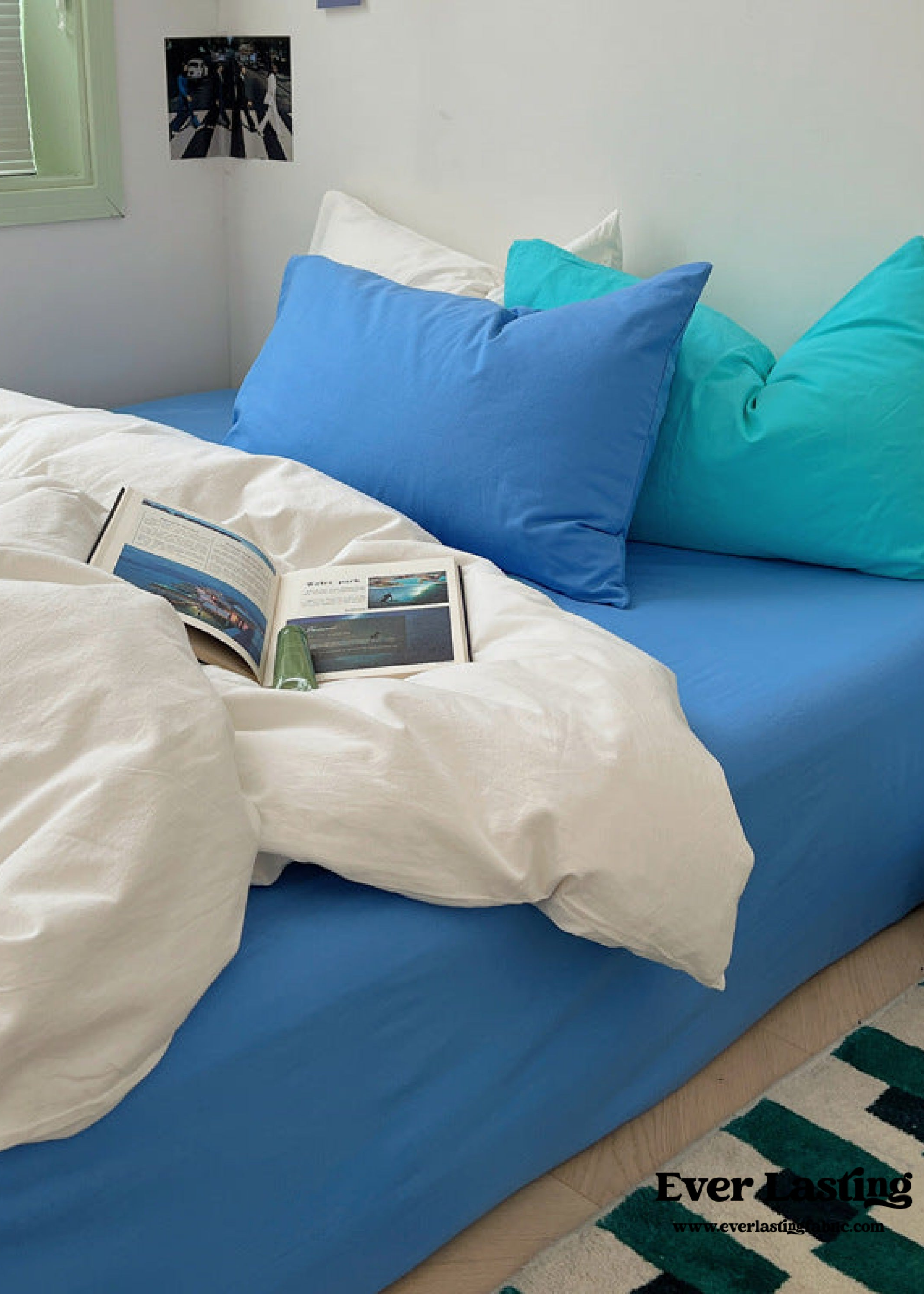Mixed Color Ocean Crush Washed Cotton Bedding Set - Blue + Black