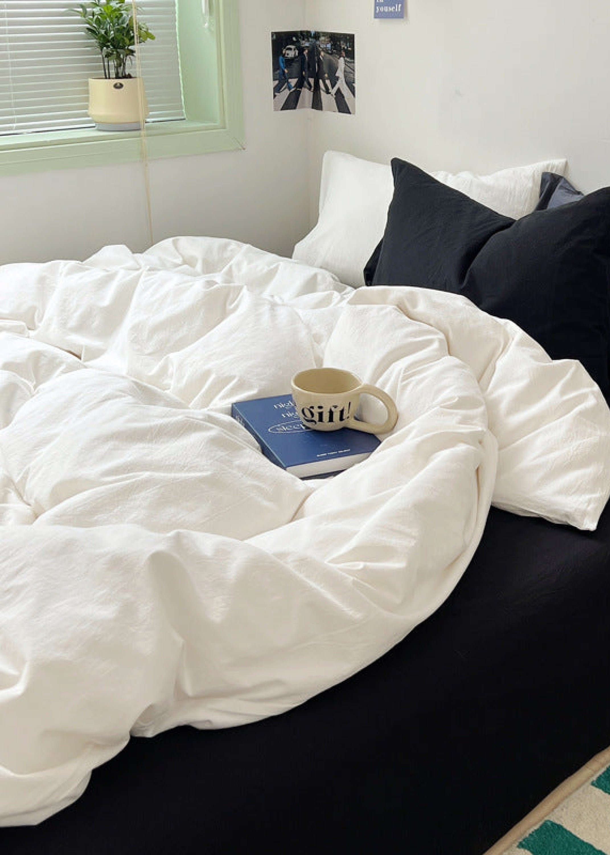 Mixed Color Ocean Crush Washed Cotton Bedding Set - Blue + Black