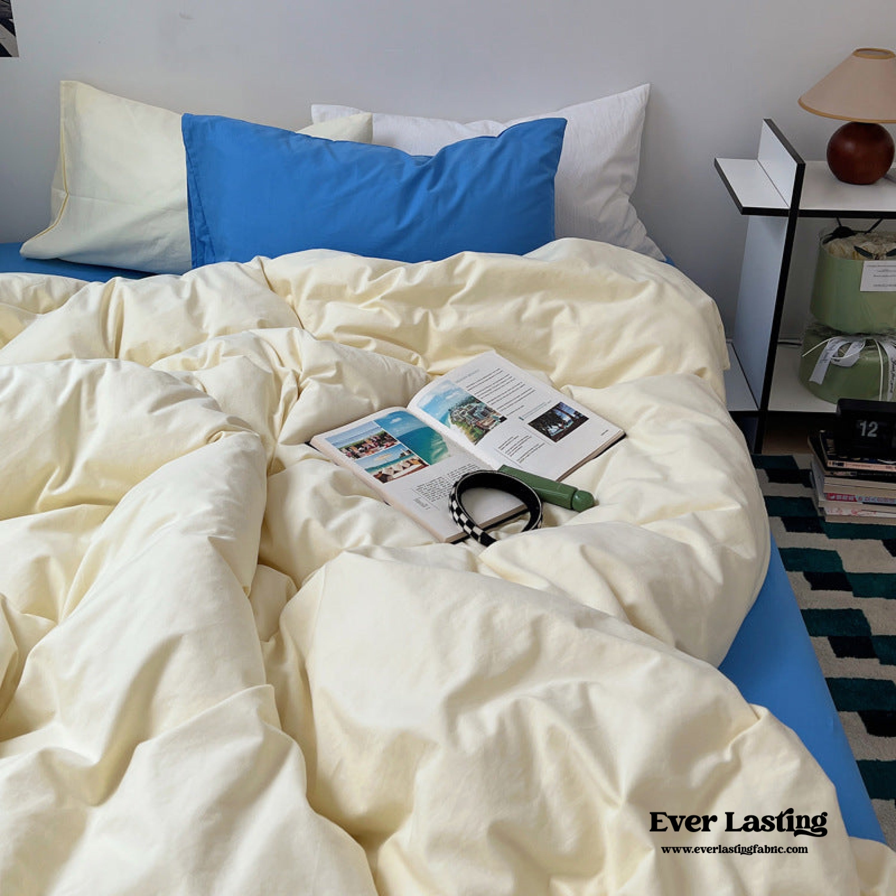 Mixed Color Ocean Crush Washed Cotton Bedding Set - Blue + Black