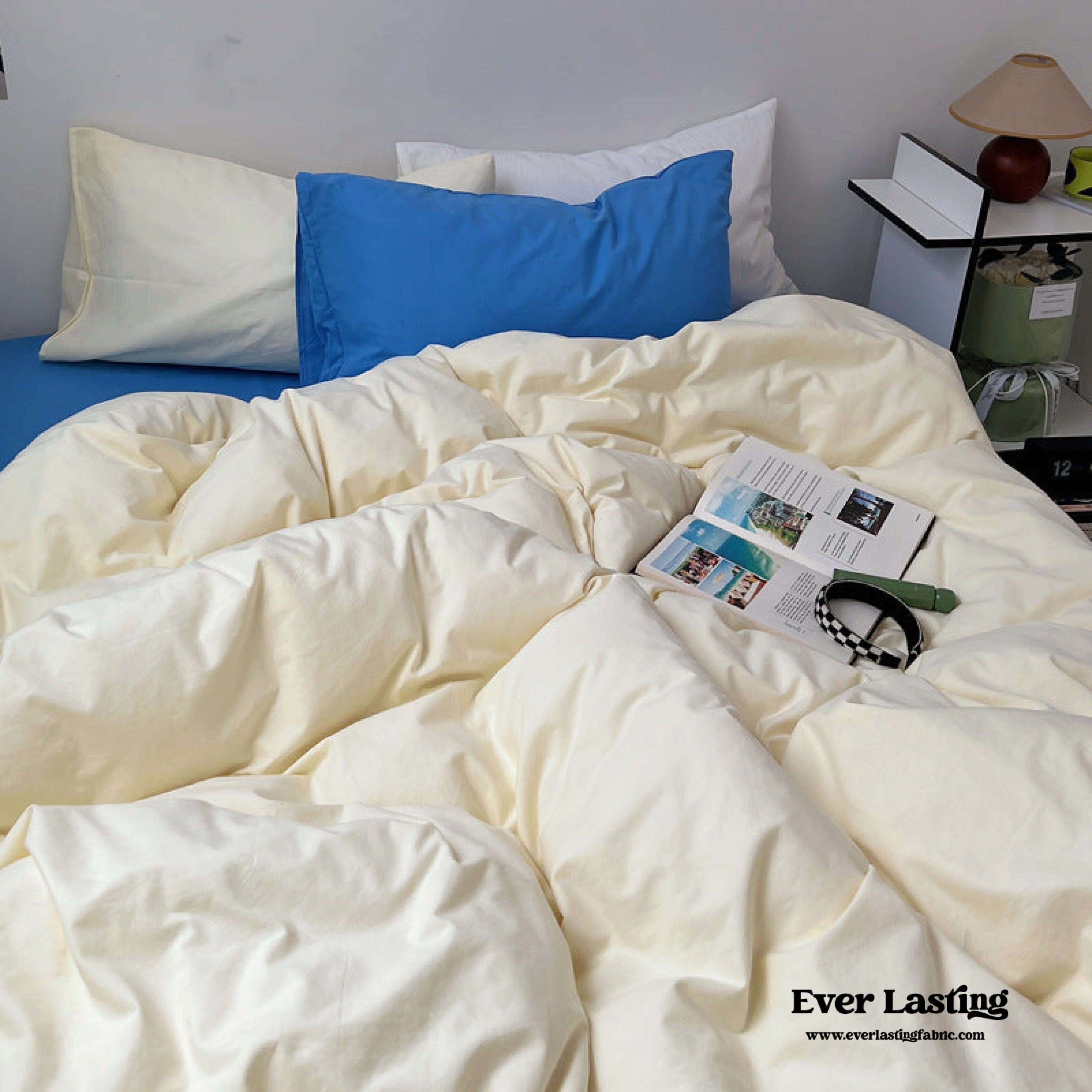 Mixed Color Ocean Crush Washed Cotton Bedding Set - Blue + Black