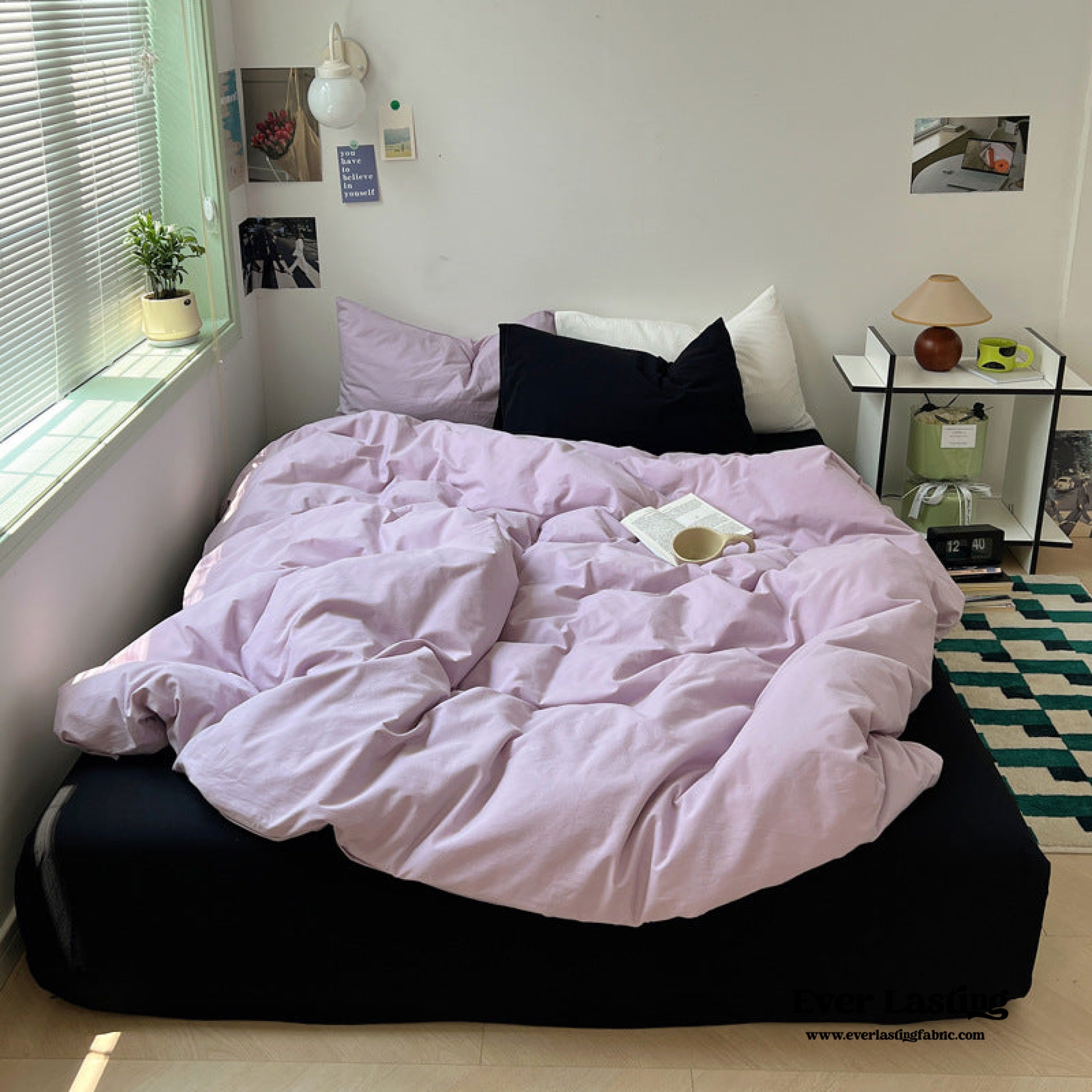 Mixed Color Ocean Crush Washed Cotton Bedding Set - Blue + Black