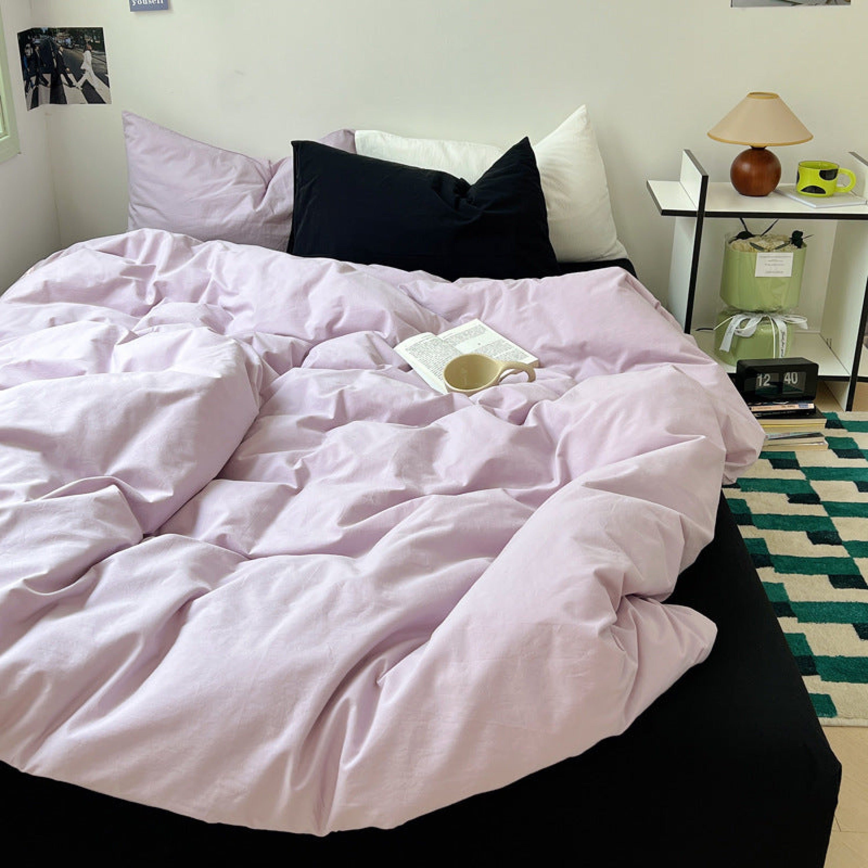Mixed Color Ocean Crush Washed Cotton Bedding Set - Blue + Black