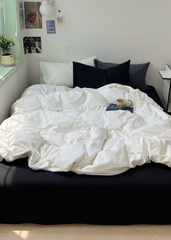 Mixed Color Ocean Crush Washed Cotton Bedding Set - White + Black