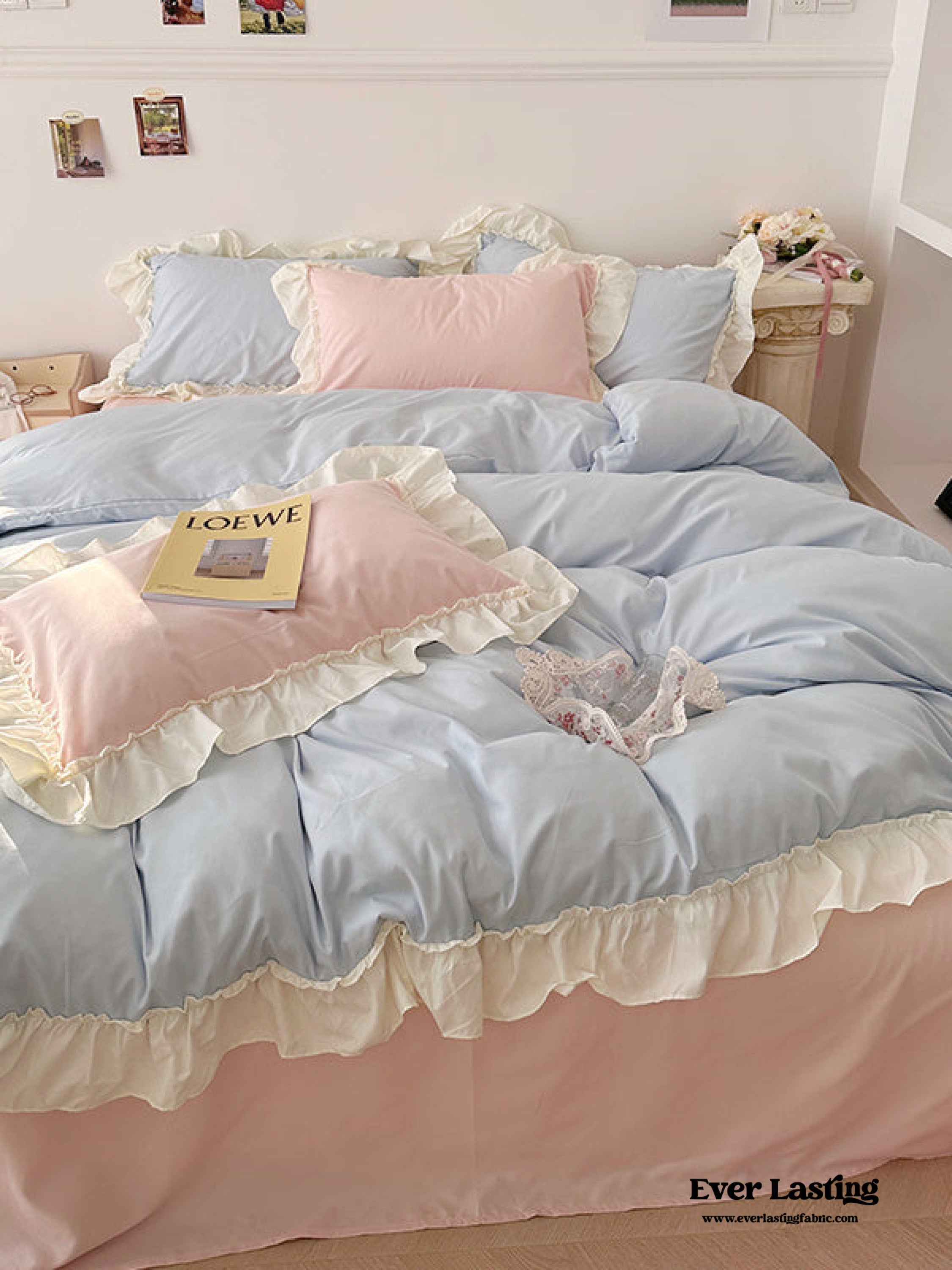 Mixed Color Pastel Ruffle Bedding Set