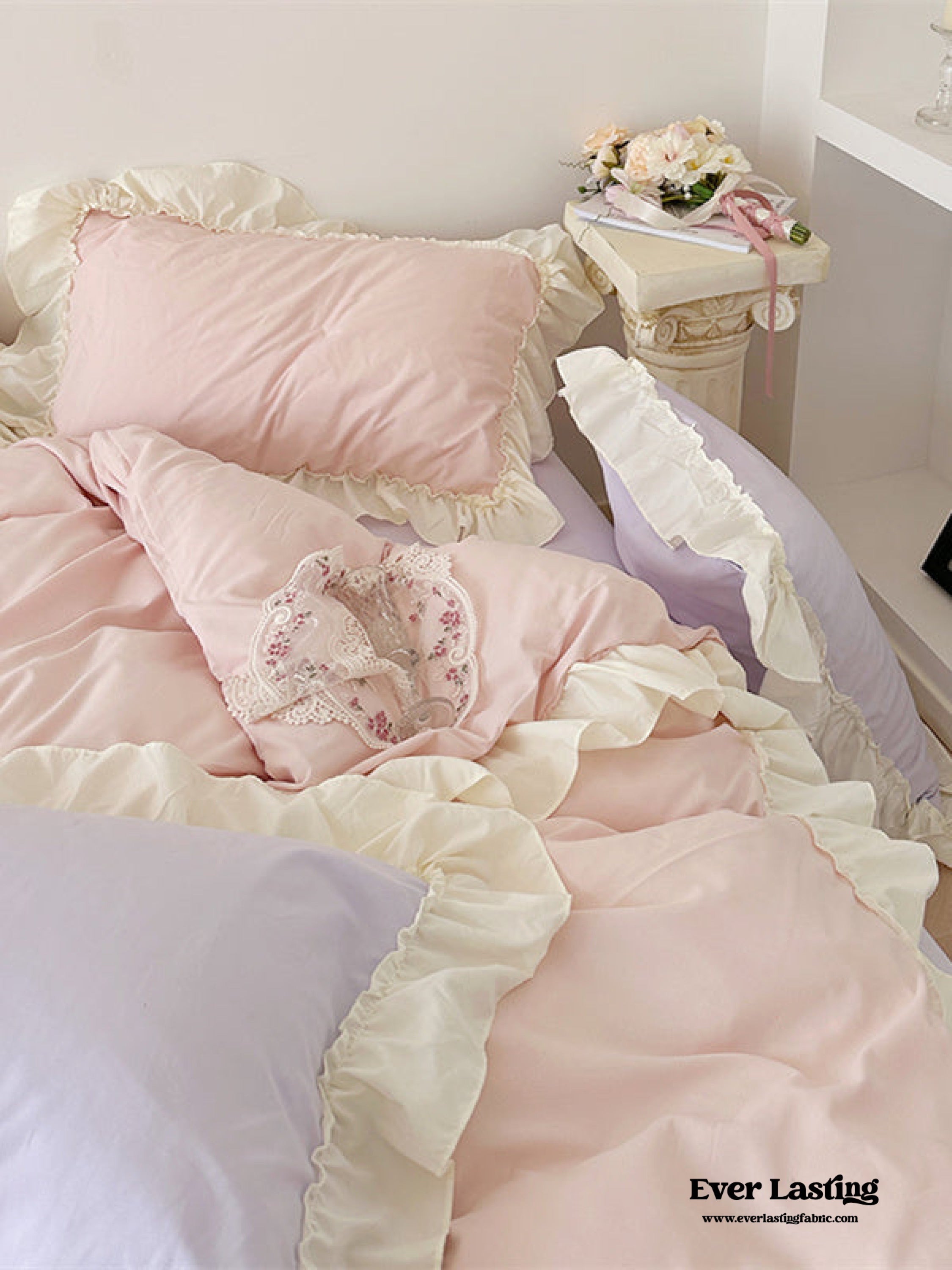 Mixed Color Pastel Ruffle Bedding Set