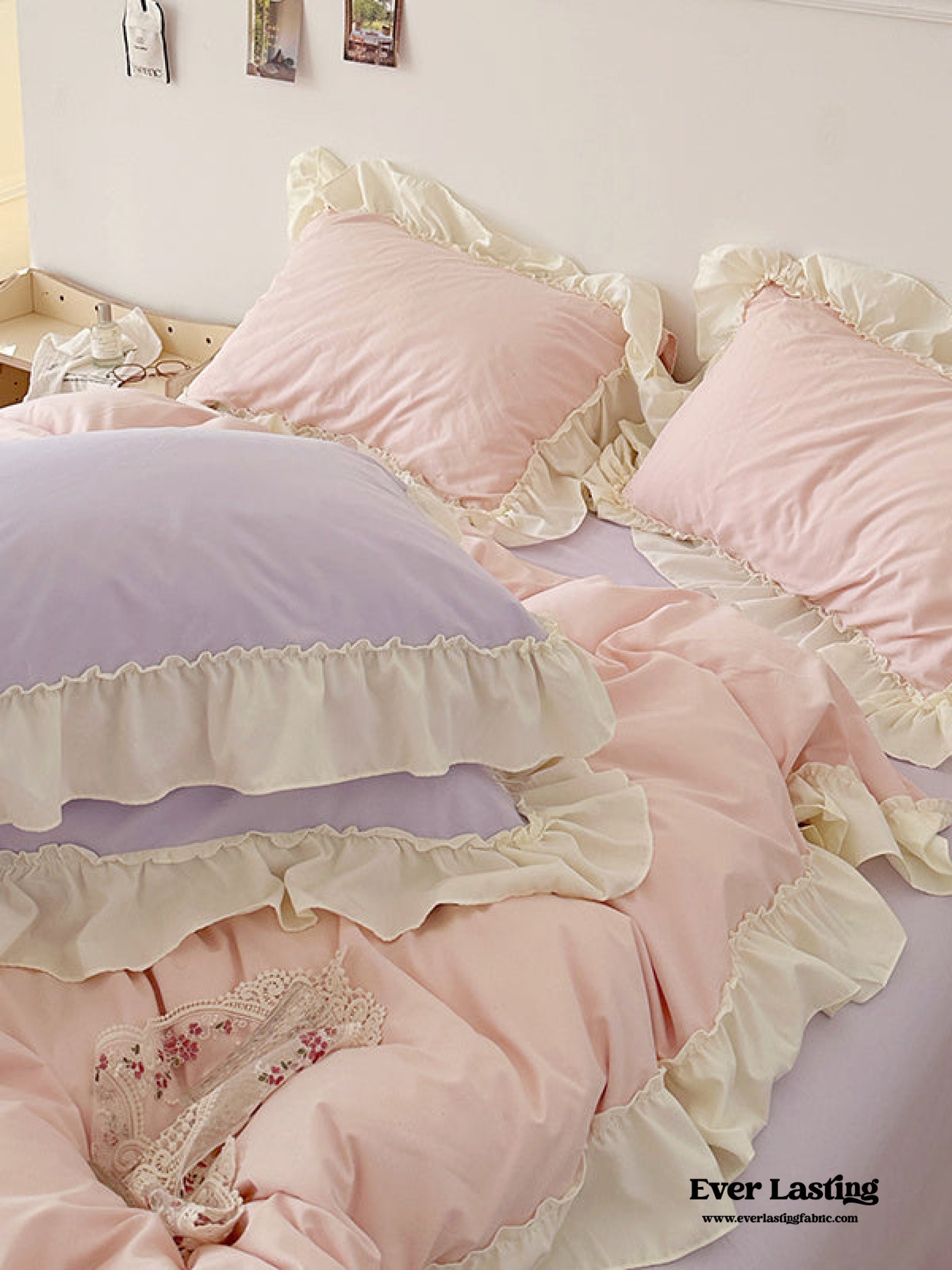 Mixed Color Pastel Ruffle Bedding Set