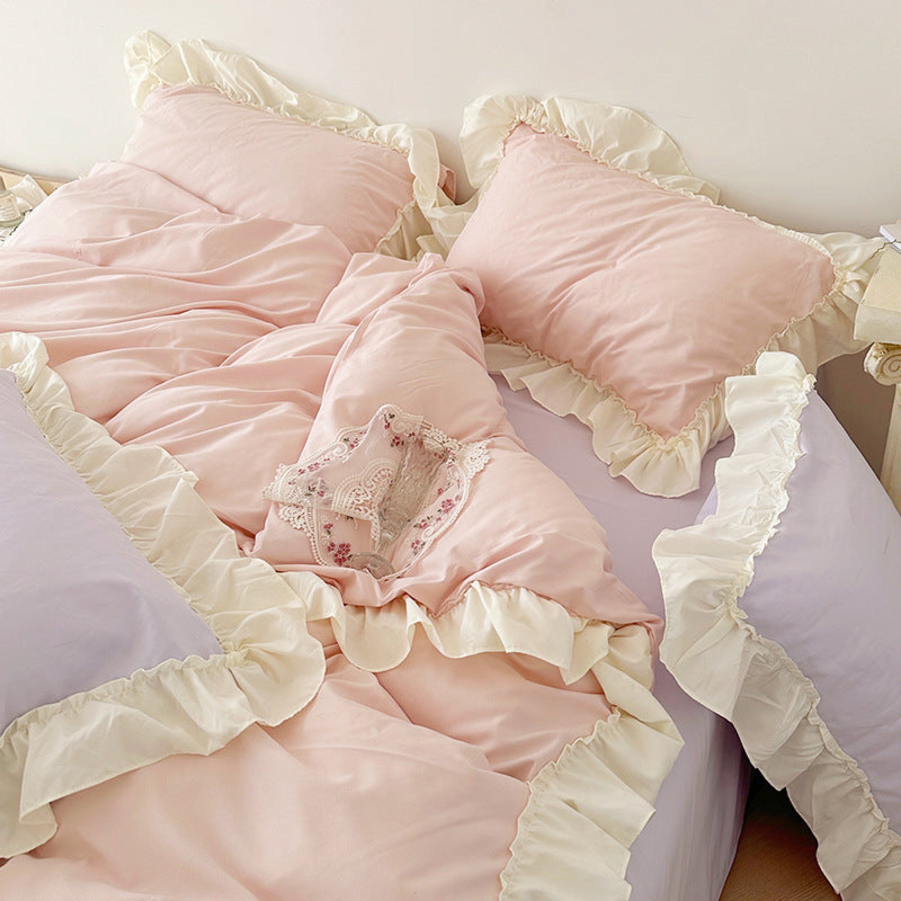 Mixed Color Pastel Ruffle Bedding Set