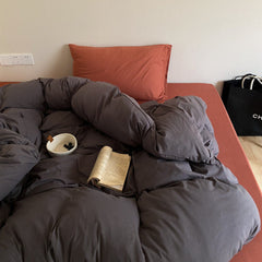 Mixed Color Warm Tone Jersey Knit Bedding Set - Gray Red