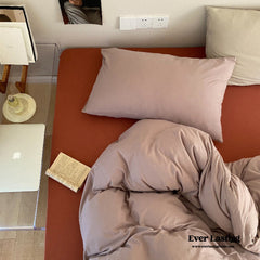 Mixed Color Warm Tone Jersey Knit Bedding Set - Mauve + Red