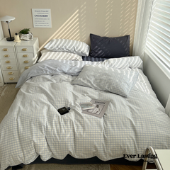 Mixed Gingham Bedding Set - Blue