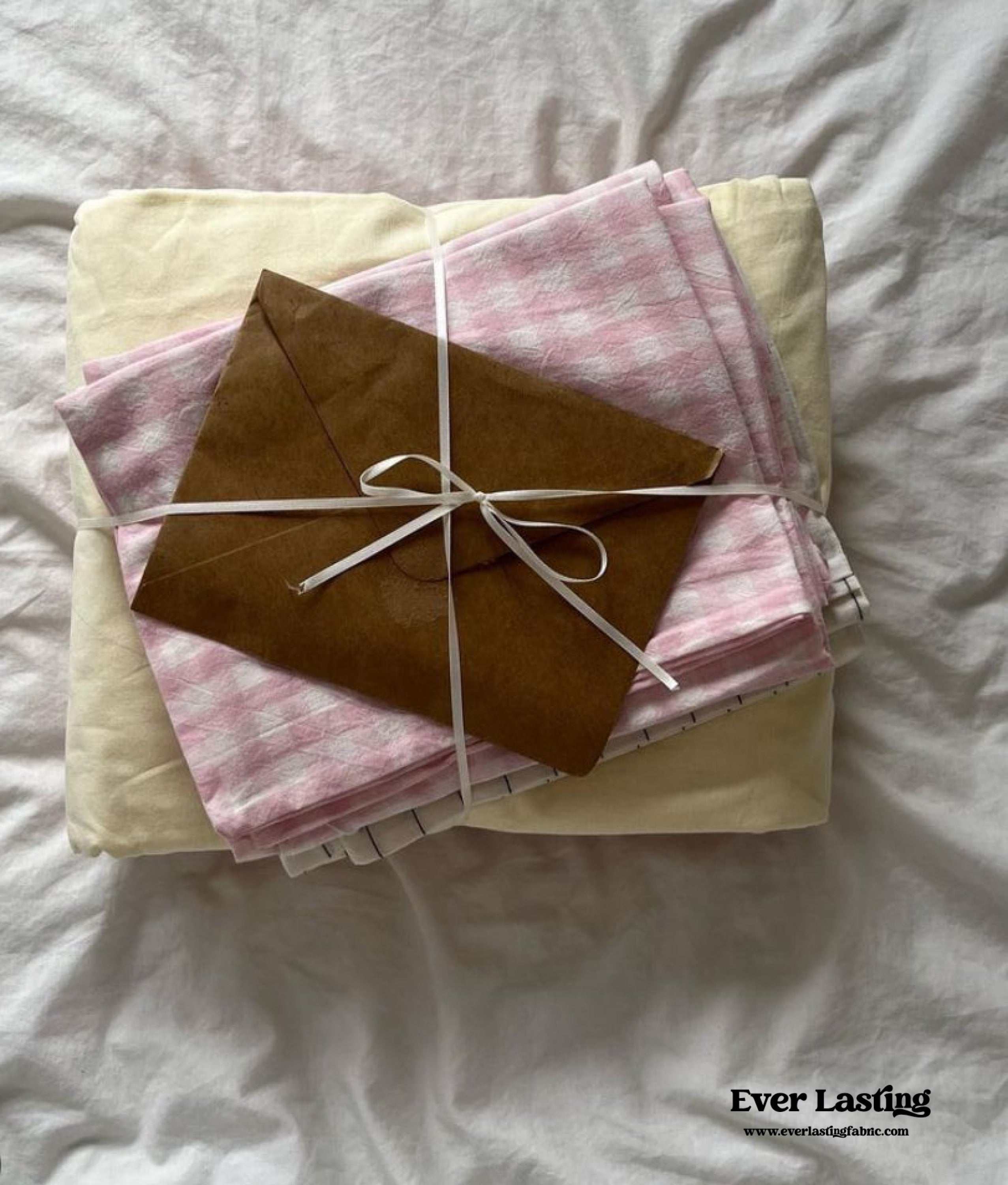 Mixed Gingham Bedding Set - Pink + Yellow