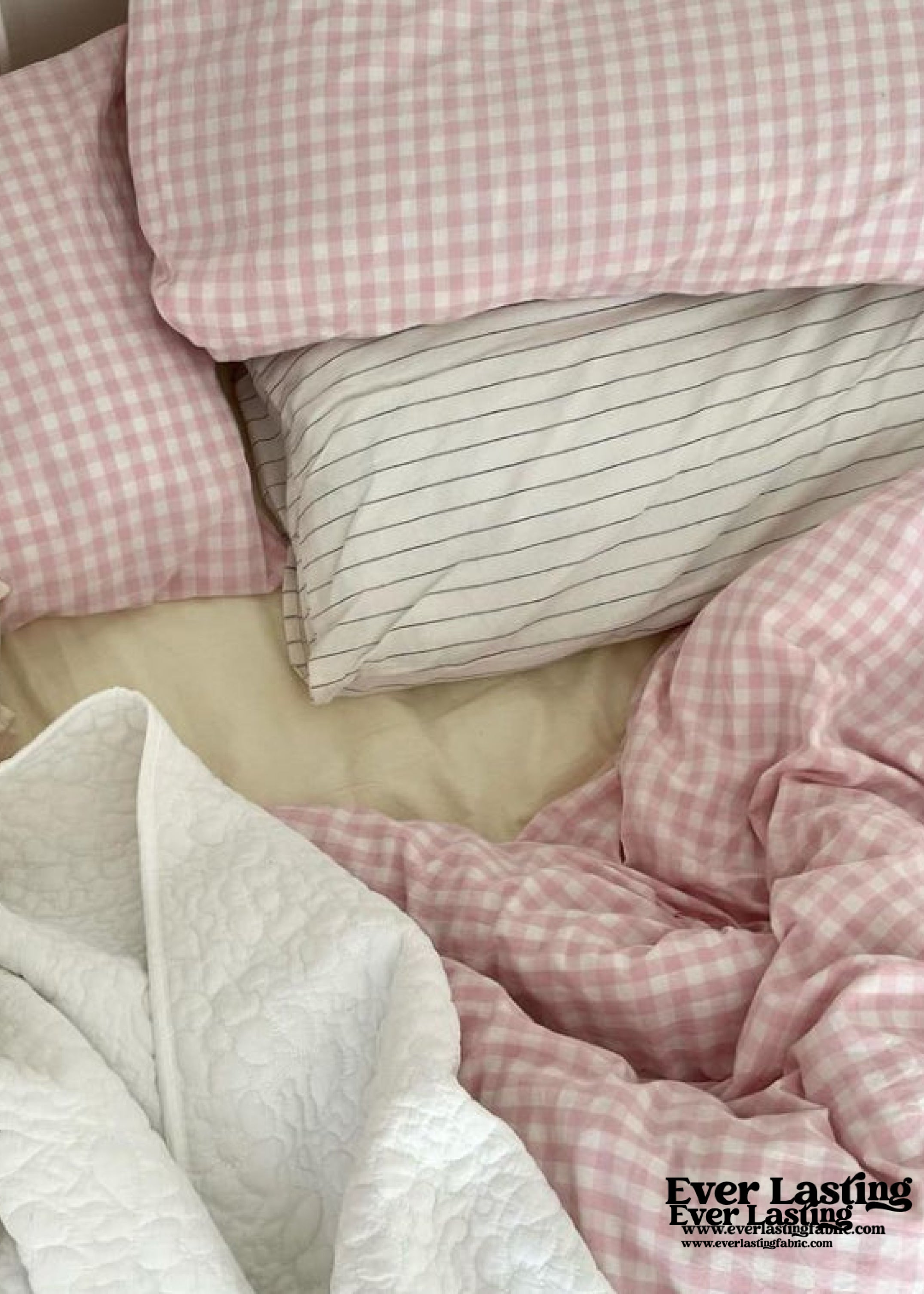 Mixed Gingham Bedding Set - Pink + Yellow