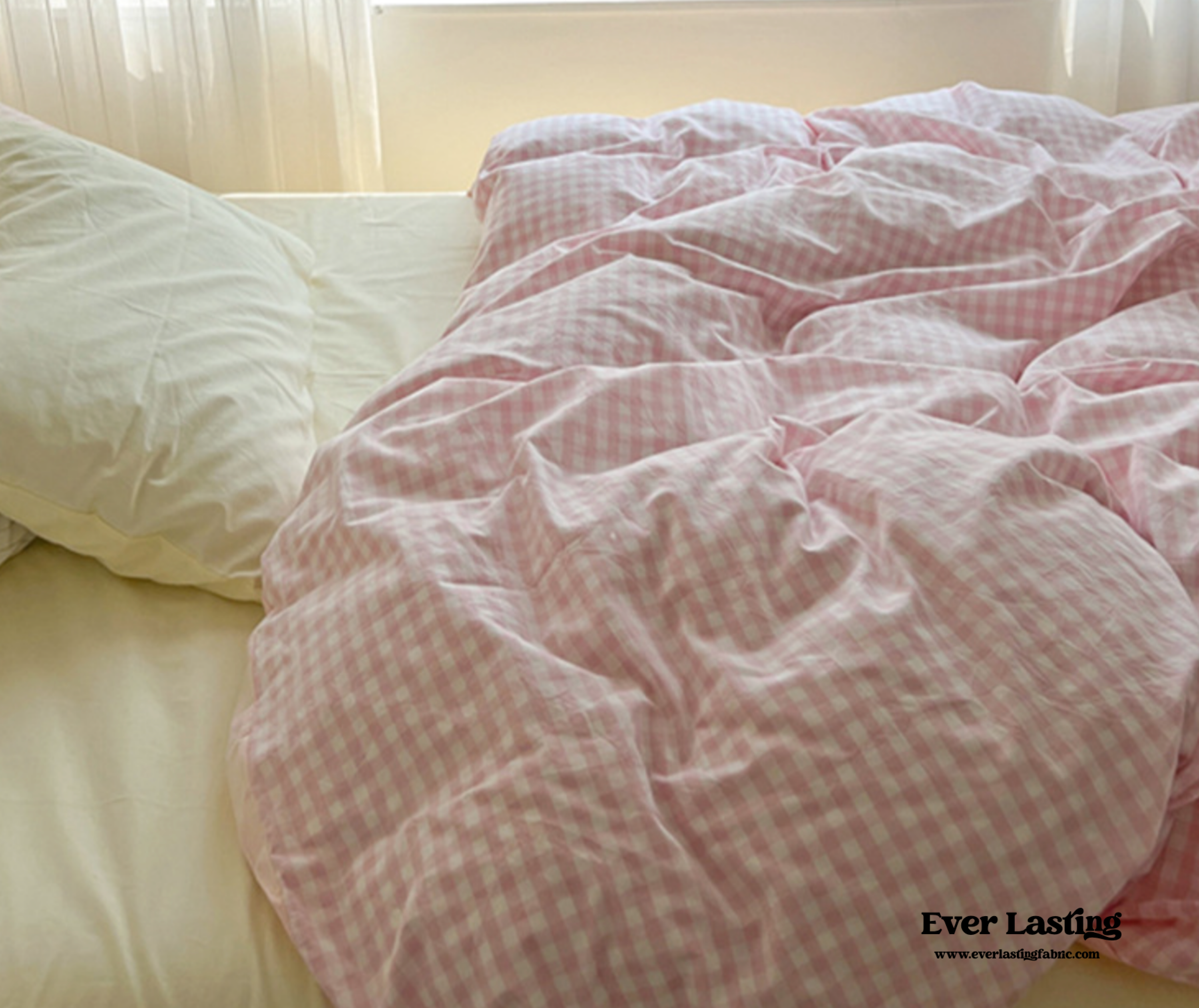 Mixed Gingham Bedding Set - Pink + Yellow
